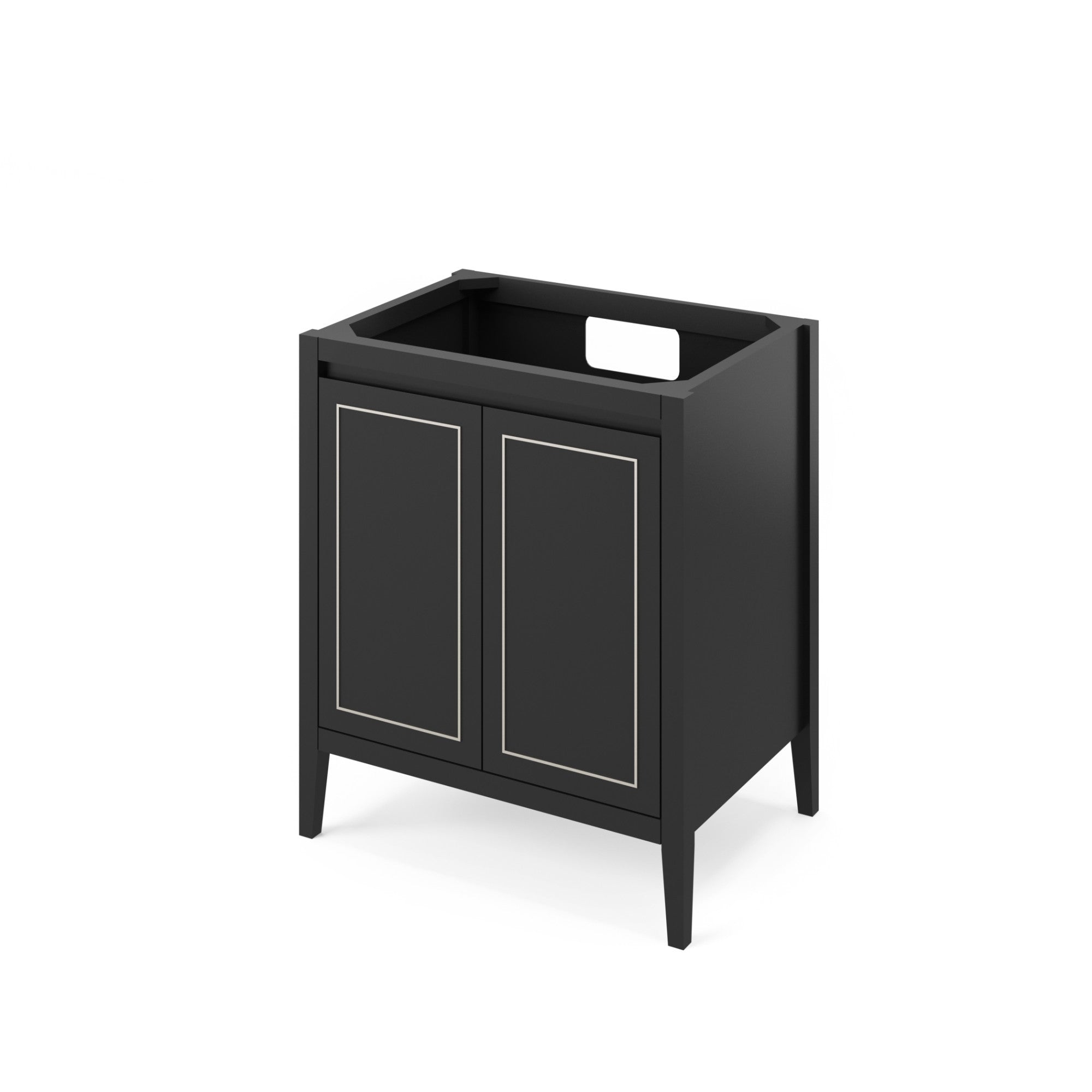 Percival 30" Single Bathroom Vanity Set Black, White Resin Vanity Top, Rectangle Bowl | KitchBath