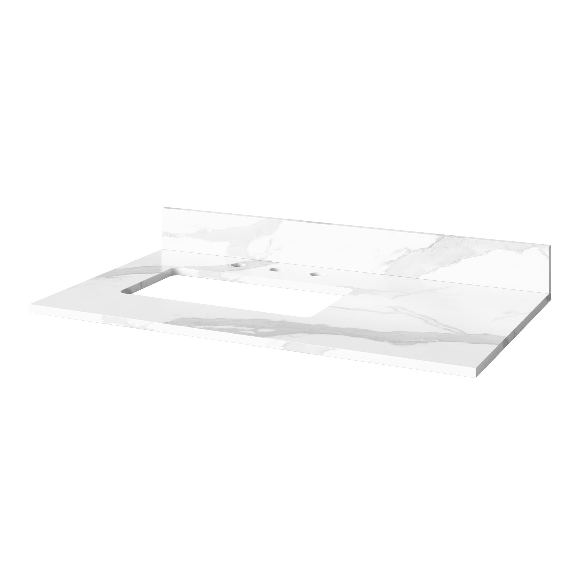 Theodora 36" Single Bathroom Vanity Set Natural Oak, Calacatta Vienna Quartz Vanity Top, Rectangle Bowl | KitchBath
