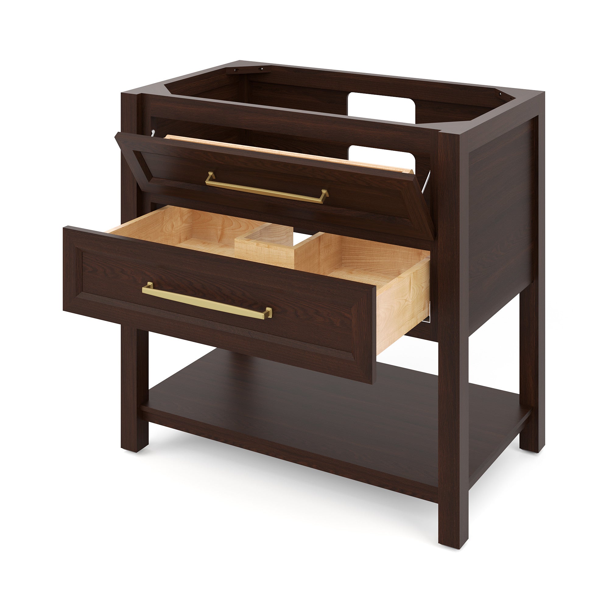 Kipling 36" W  Single Basin Bathroom Vanity Set Dark Walnut, White Resin Vanity Top, Rectangle Bowl | KitchBath