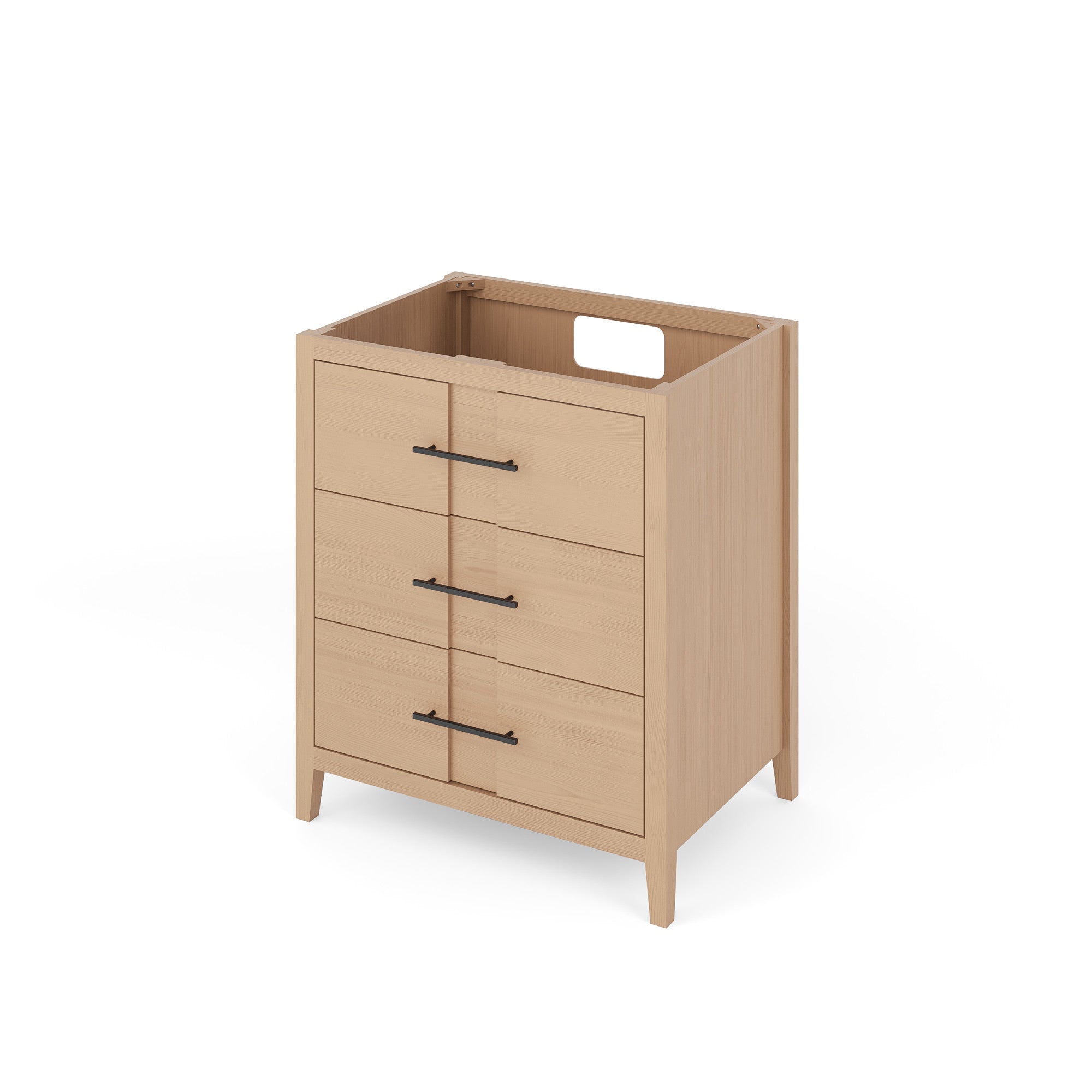 Katara 30" Single Bathroom Vanity Set Natural Oak, Grey Quartz Vanity Top, Rectangle Bowl | KitchBath
