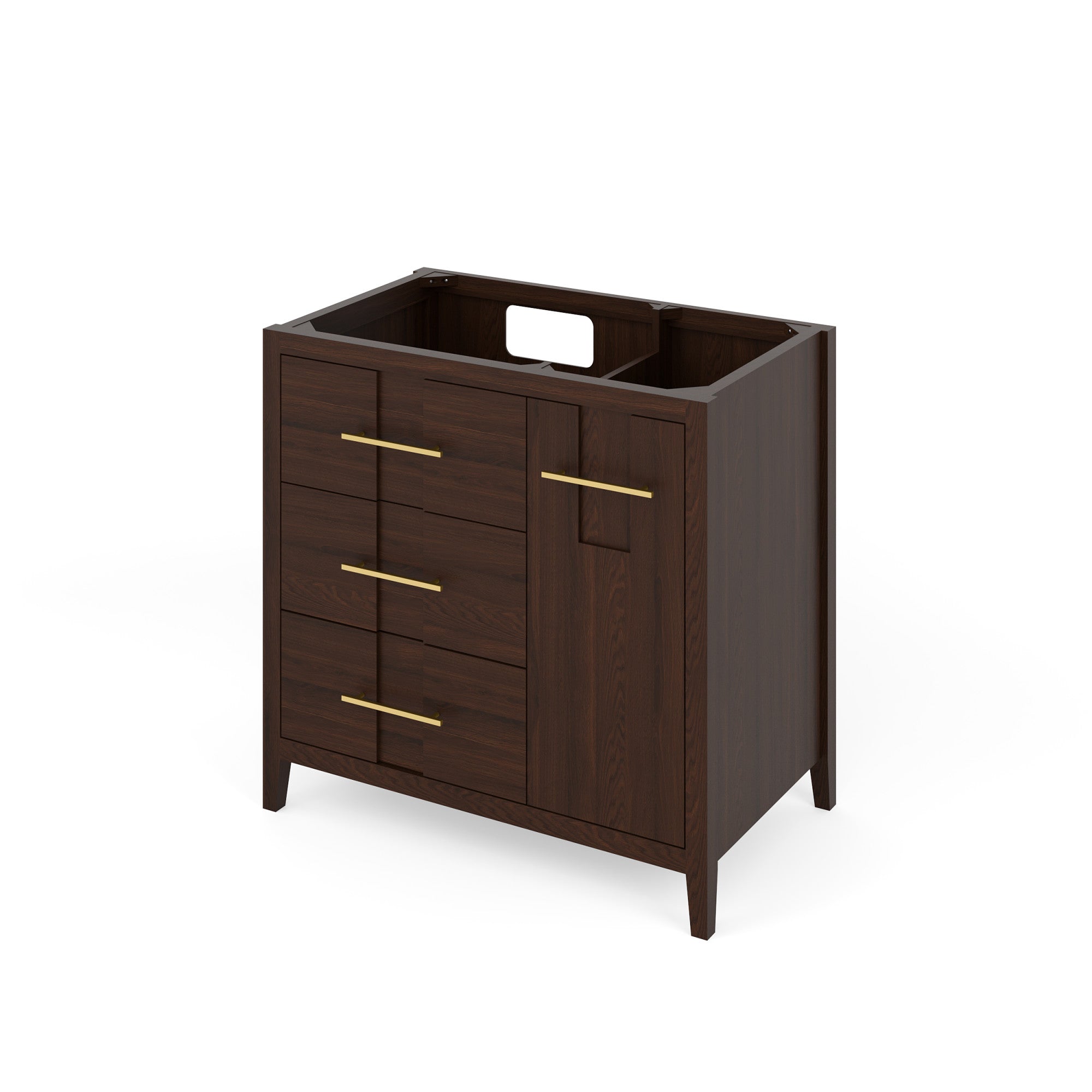 Katara 36" Single Bathroom Vanity Set Dark Walnut, Black Granite Vanity Top, Rectangle Bowl | KitchBath
