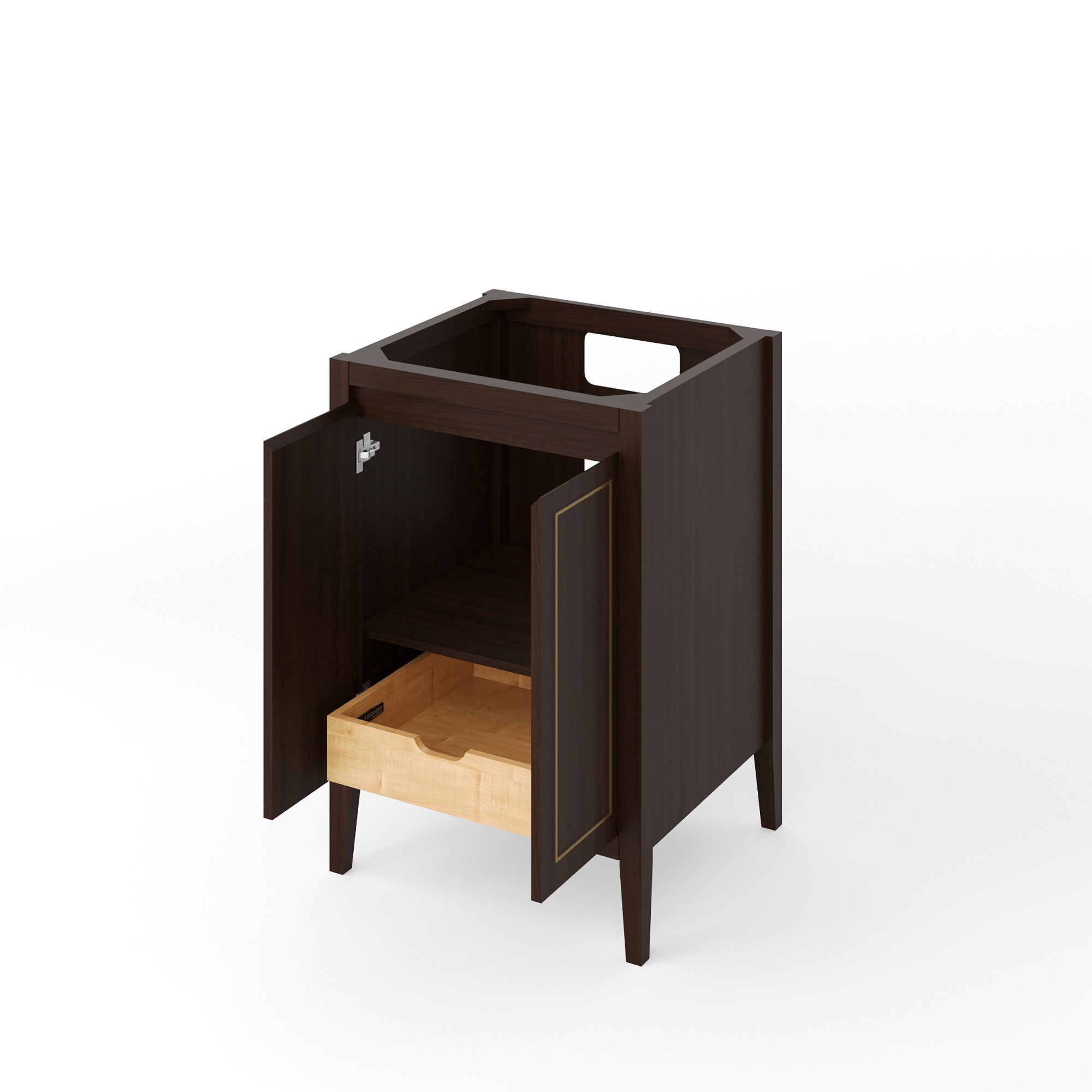 Percival 24" Single Bathroom Vanity Set Dark Walnut, White Quartz Vanity Top, Rectangle Bowl | KitchBath