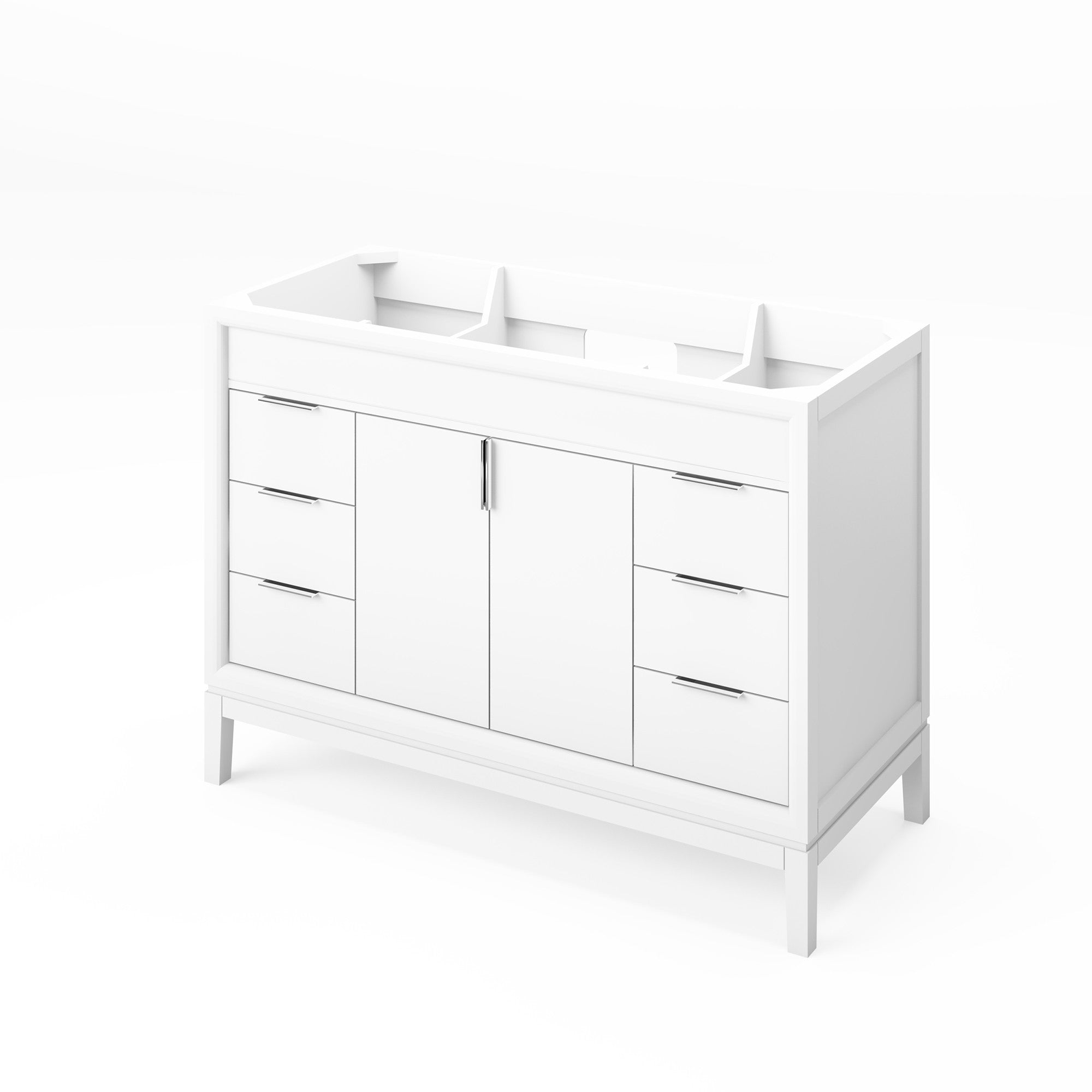 Theodora 48" Single Bathroom Vanity Set White, White Resin Vanity Top, Rectangle Bowl | KitchBath