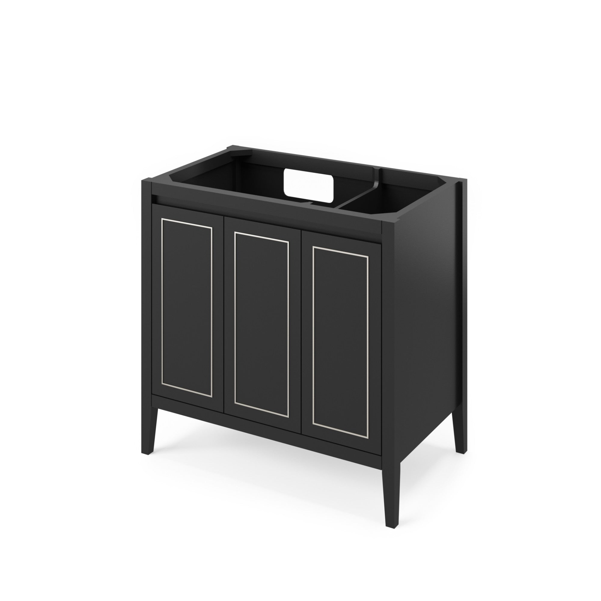 Percival 36" Black Percival Vanity, Left Offset, White Quartz Vanity Top, Undermount Rectangle Bowl | KitchBath