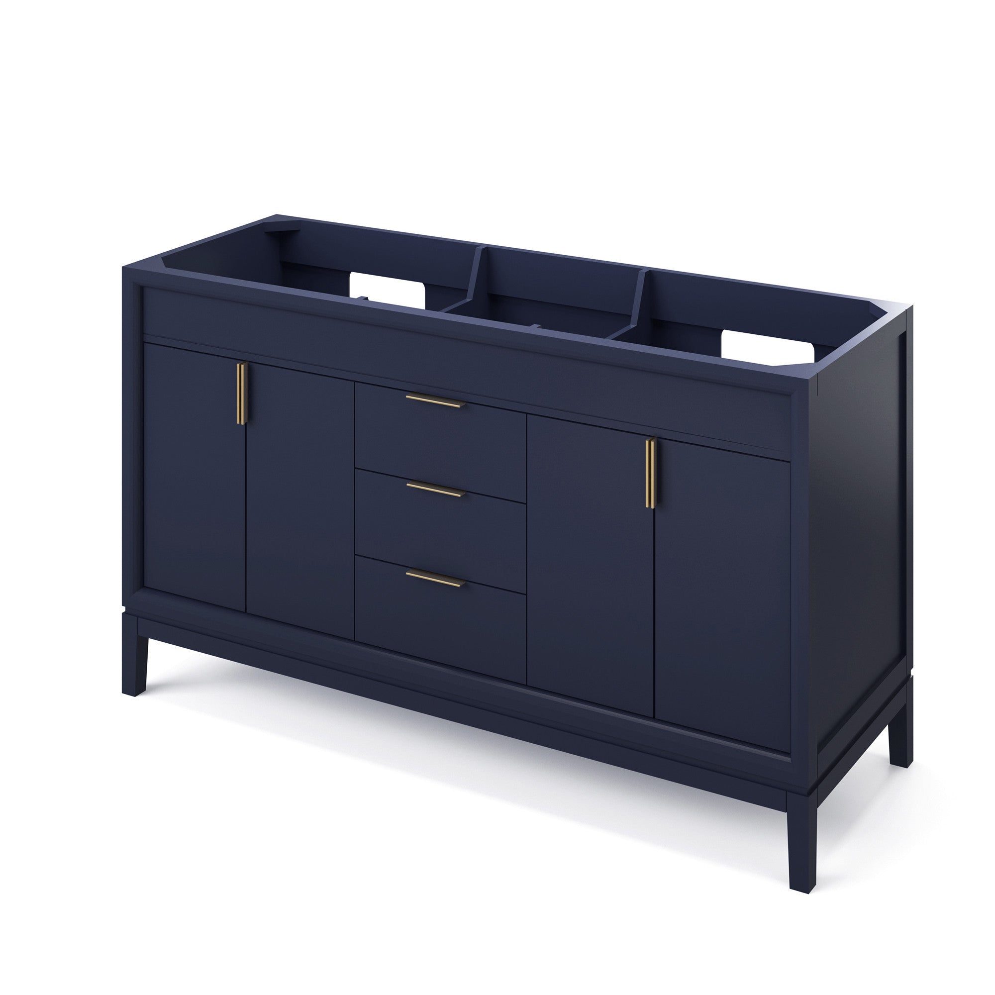 Theodora 60" Hale Blue Theodora Vanity, Double Bowl, White Quartz Vanity Top, Two Undermount Rectangle Bowls | KitchBath