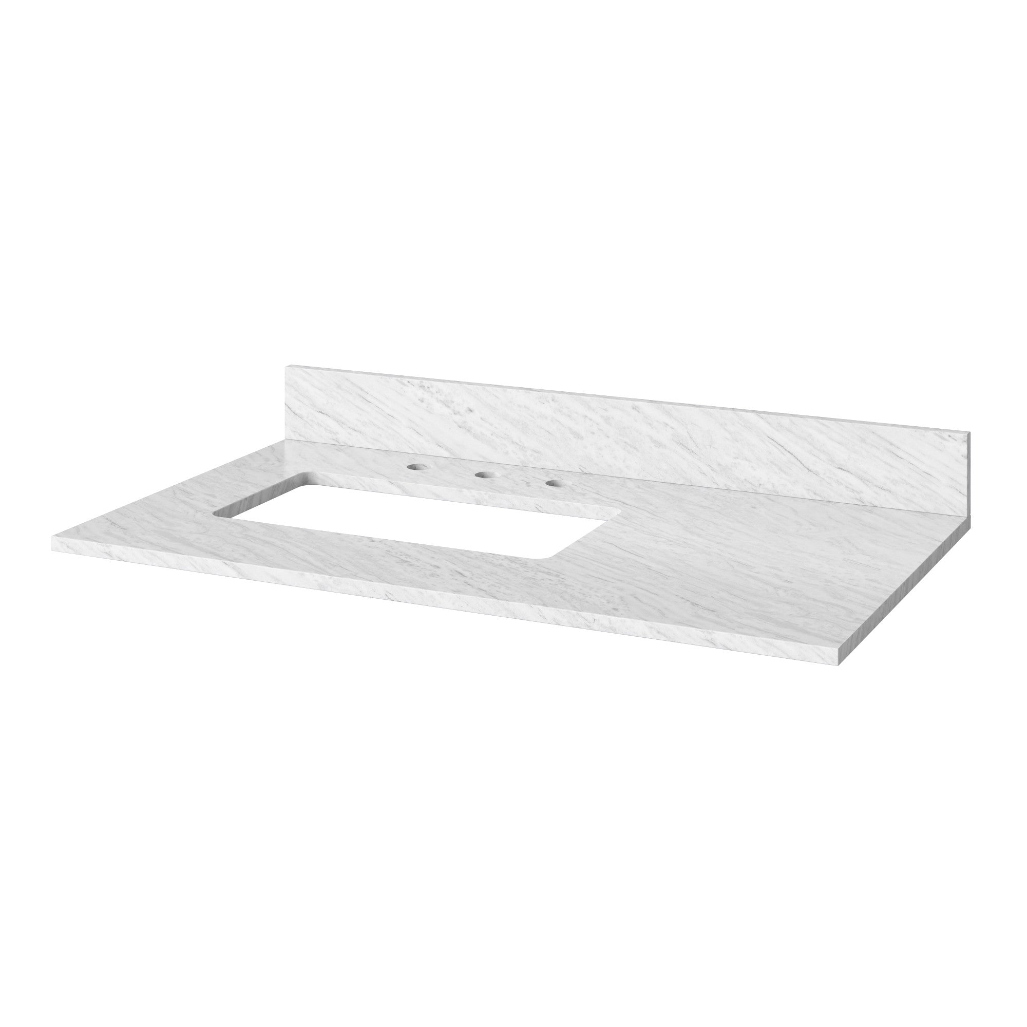 Katara 36" Single Bathroom Vanity Set Natural Oak, White Carrara Marble Vanity Top, Rectangle Bowl | KitchBath