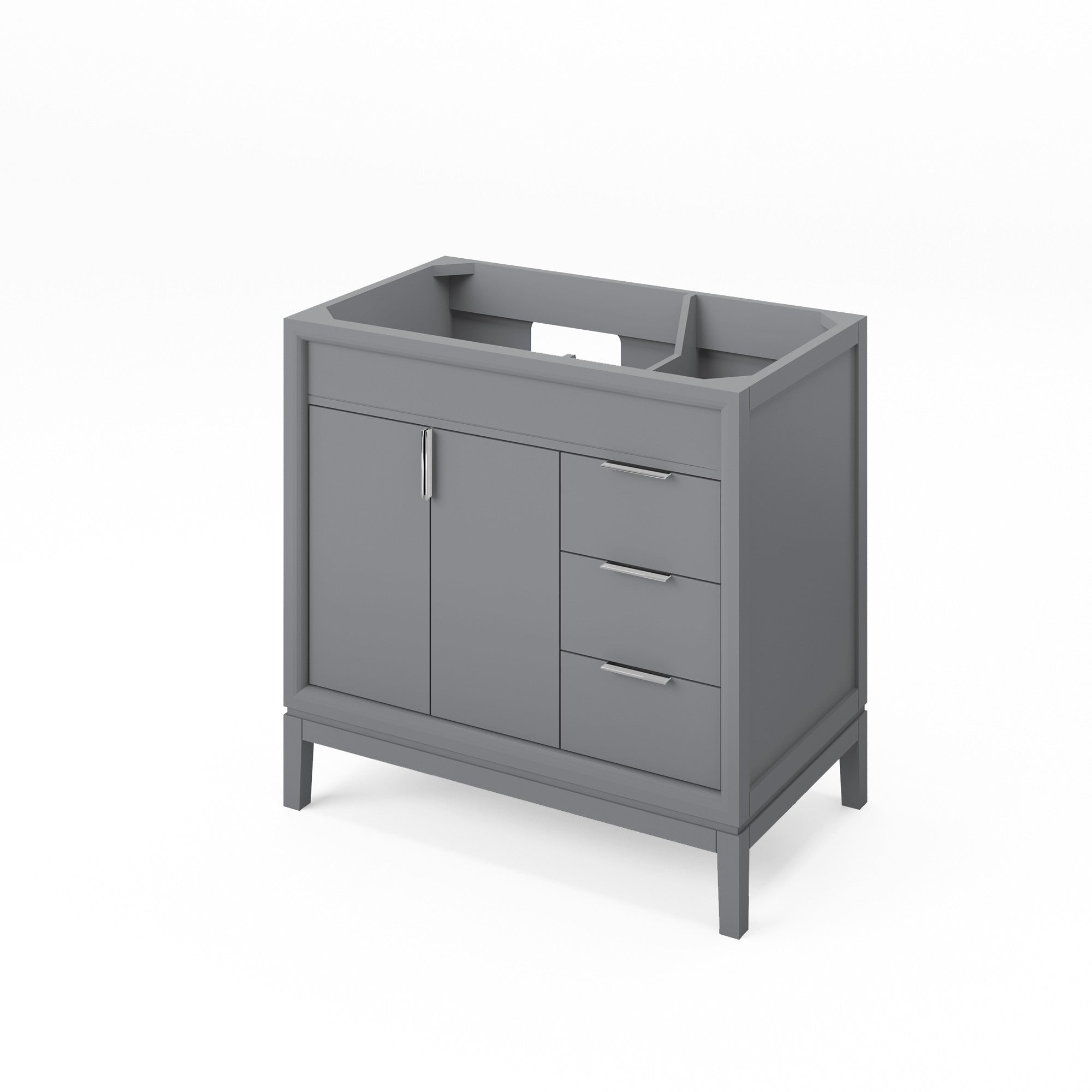 Theodora 36" Single Bathroom Vanity Set Grey, White Resin Vanity Top, Rectangle Bowl | KitchBath