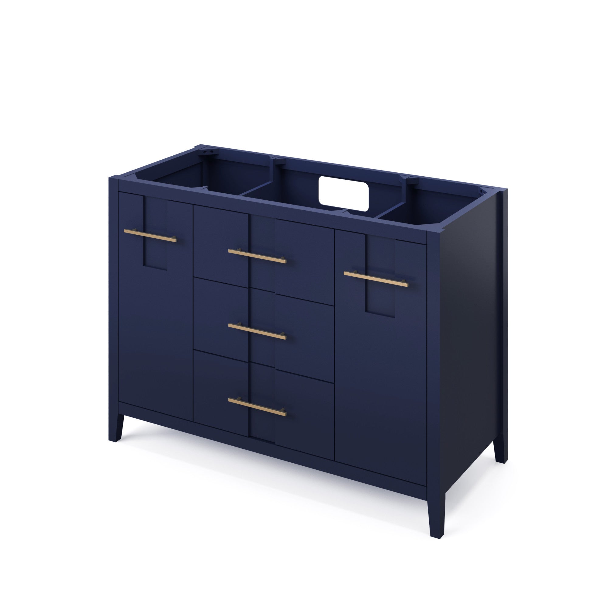 Katara 48" Single Bathroom Vanity Set Hale Blue, White Resin Vanity Top, Rectangle Bowl | KitchBath