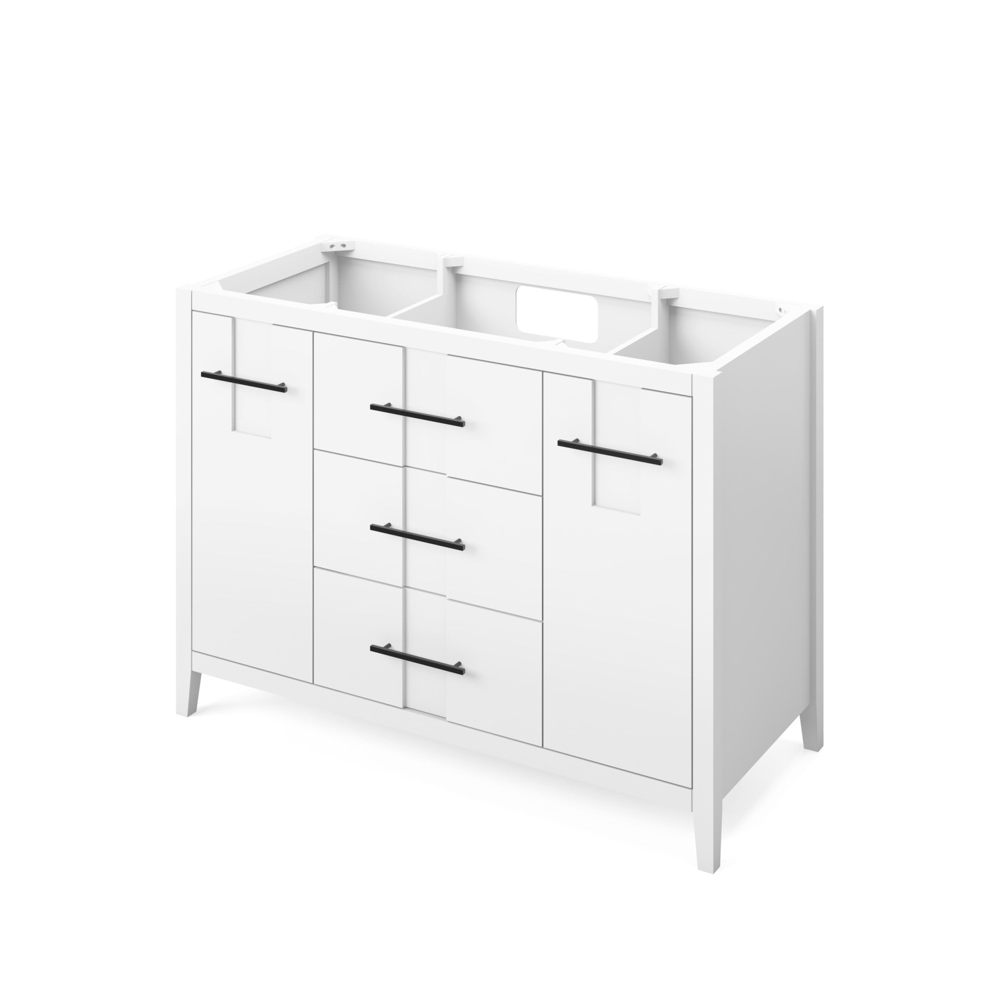 Katara 48" White Katara Vanity, White Quartz Vanity Top, Undermount Rectangle Bowl | KitchBath