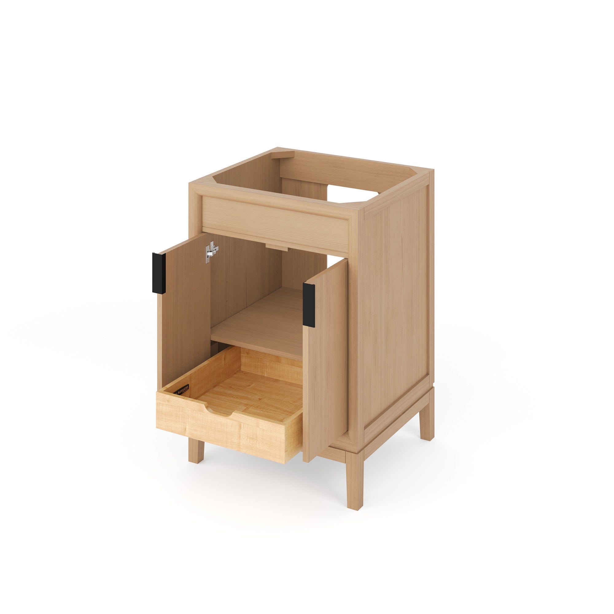 Theodora 24" Single Bathroom Vanity Set Natural Oak, Grey Quartz Vanity Top, Rectangle Bowl | KitchBath
