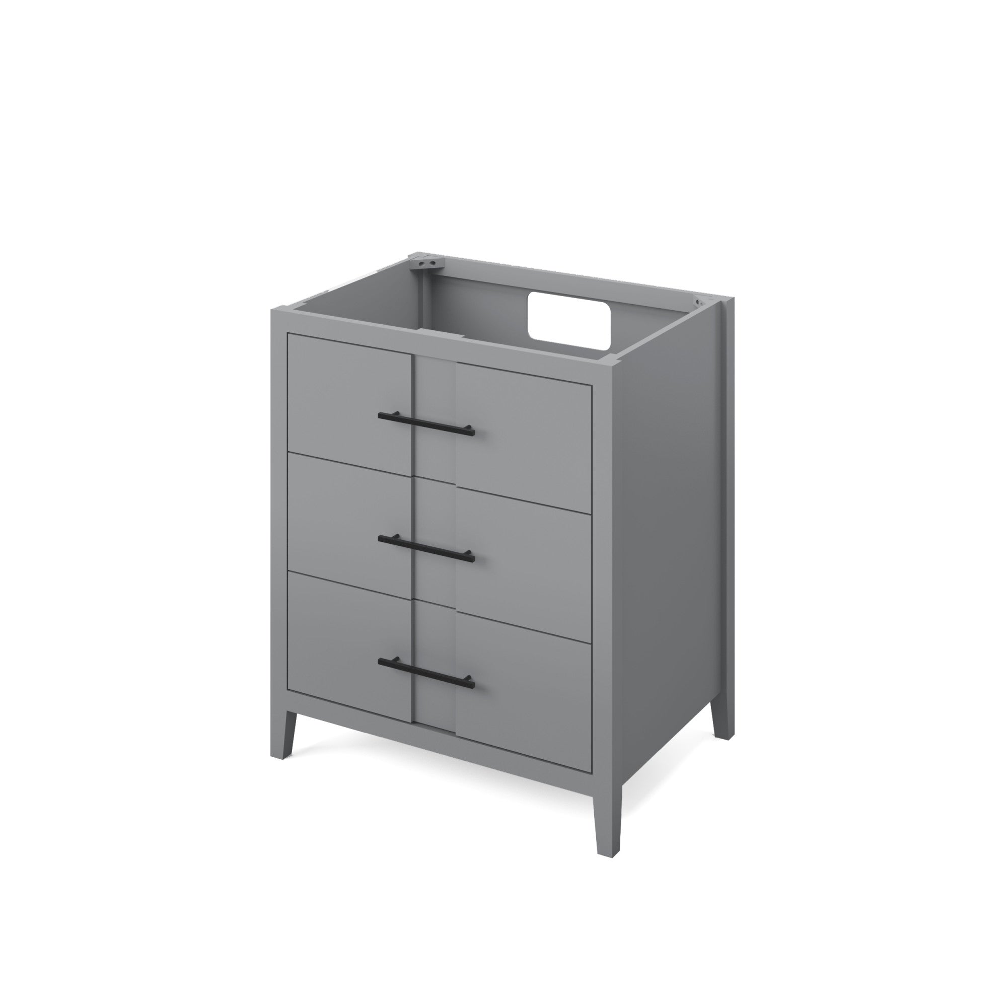 Katara 30" Grey Katara Vanity, White Quartz Vanity Top, Undermount Rectangle Bowl | KitchBath