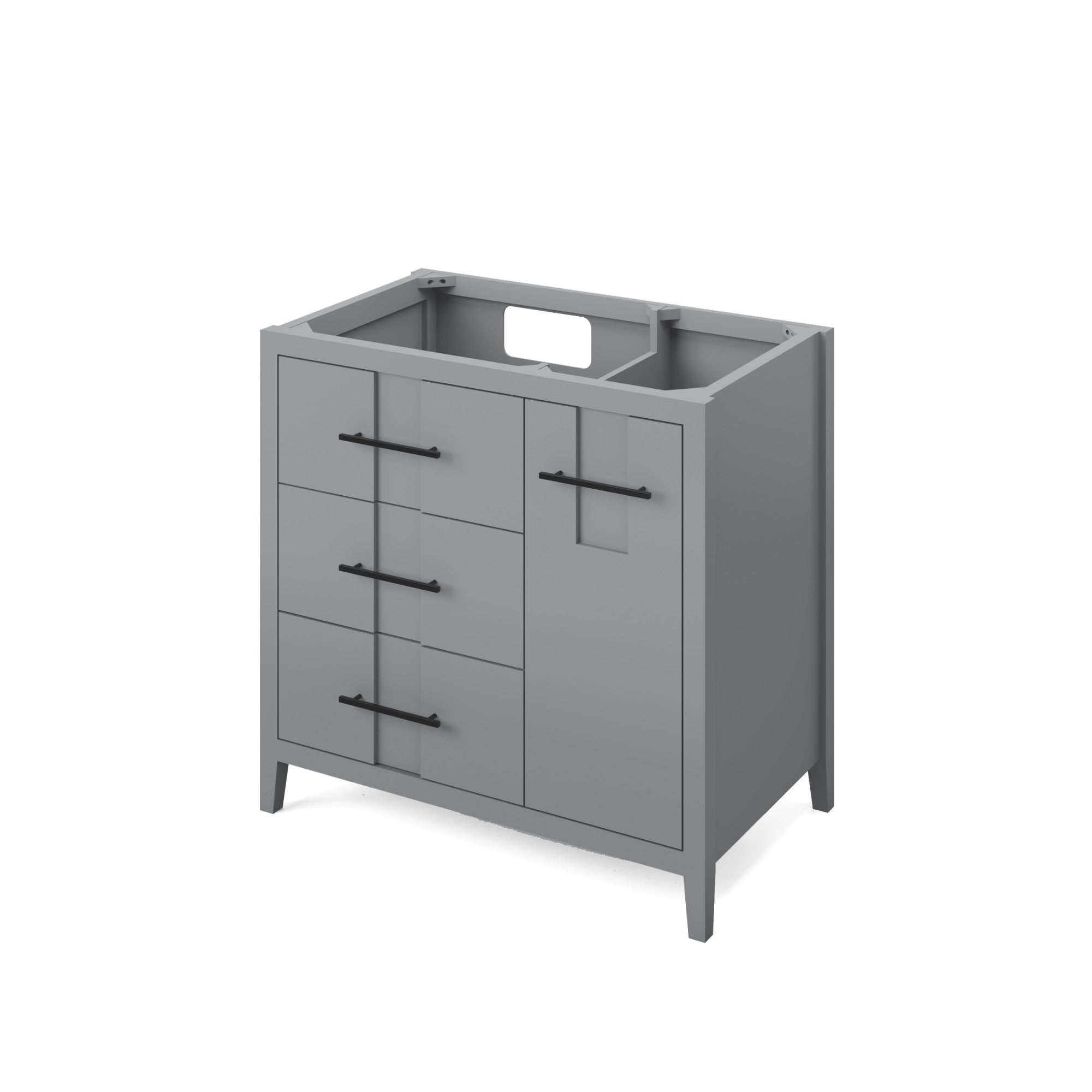 Katara 36" Single Bathroom Vanity Set Grey, White Resin Vanity Top, Rectangle Bowl | KitchBath