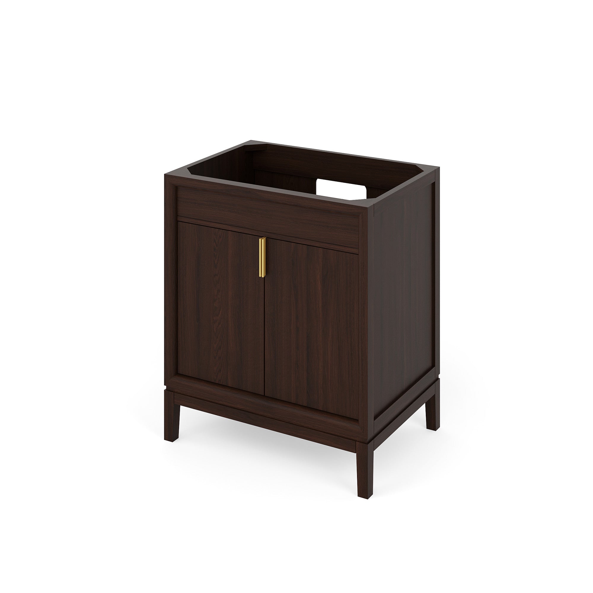 Theodora 30" Single Bathroom Vanity Set Dark Walnut, White Quartz Vanity Top, Rectangle Sink | KitchBath