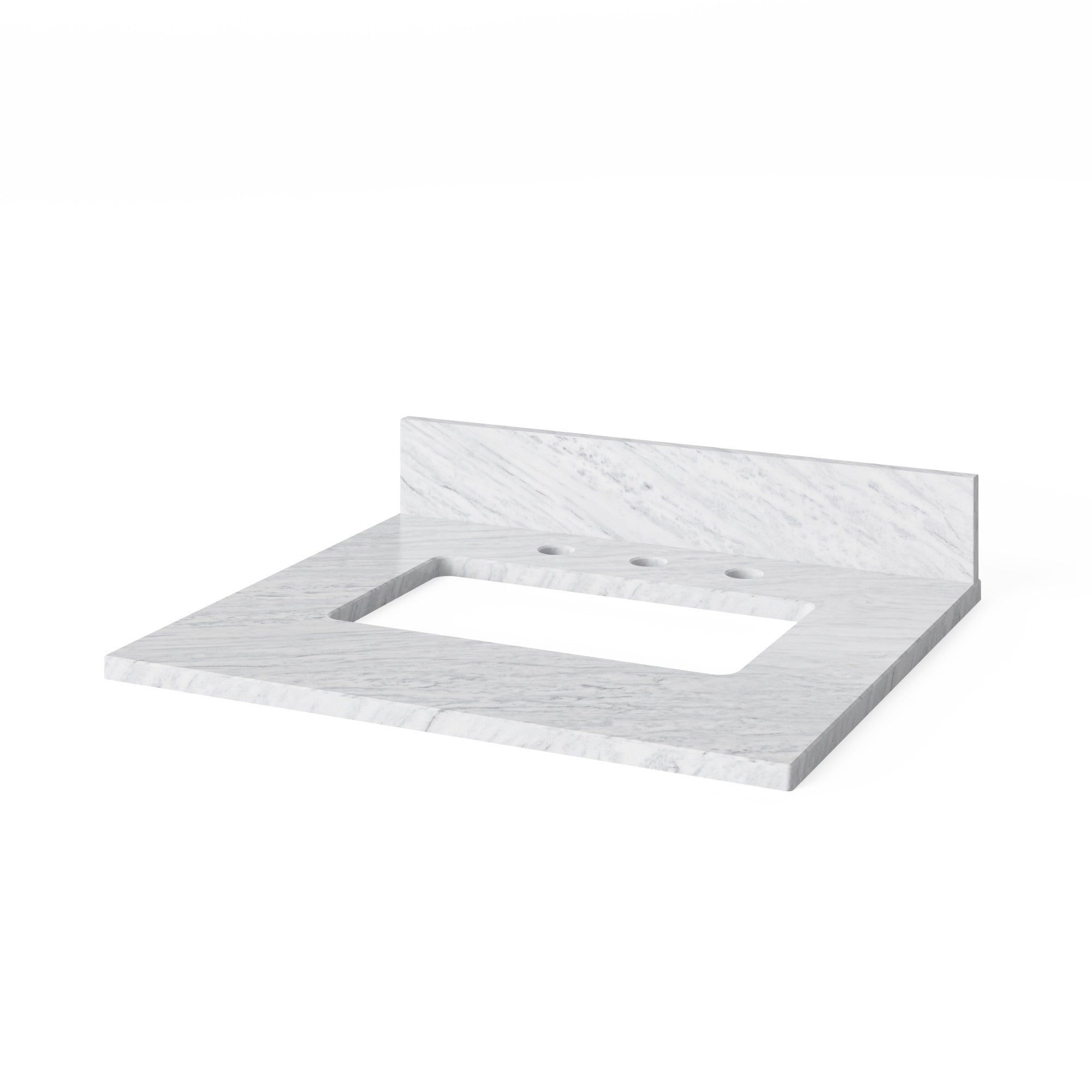 Percival 24" Single Bathroom Vanity Set Natural Oak, White Carrara Marble Vanity Top, Rectangle Bowl | KitchBath