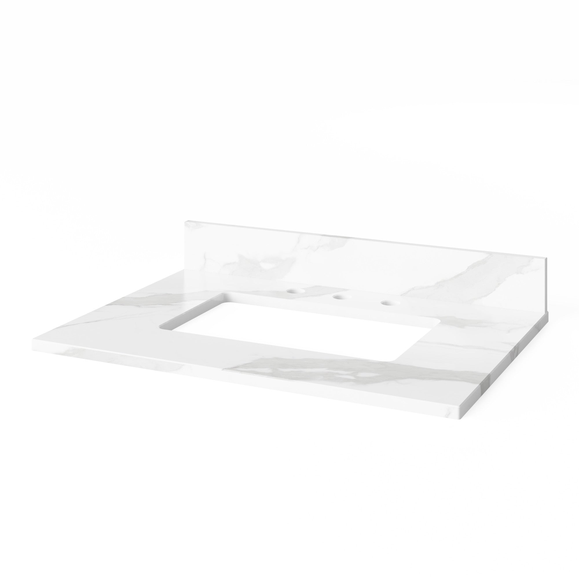 Katara 30" Single Bathroom Vanity Set Natural Oak, Calacatta Vienna Quartz Vanity Top, Rectangle Bowl | KitchBath