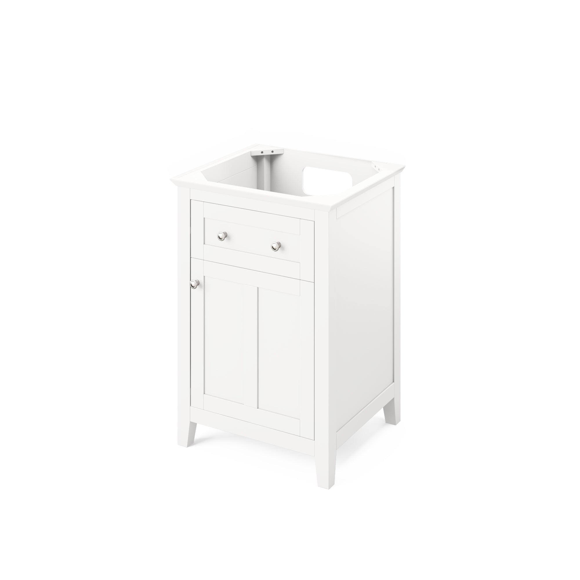 24" White Chatham Vanity, White Carrara Marble Vanity Top, undermount rectangle bowl | KitchBath