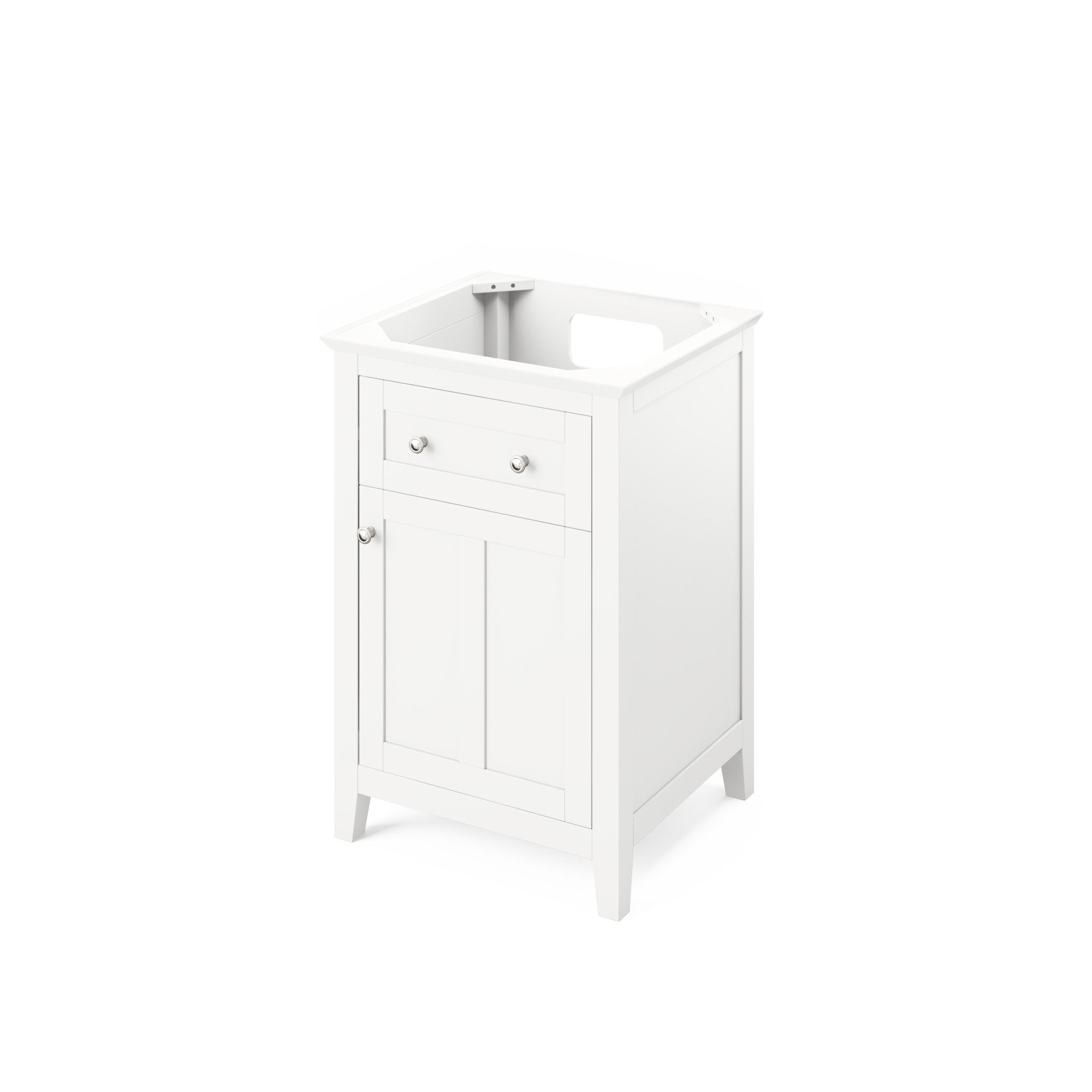 24" White Chatham Vanity, Boulder Cultured Marble Vanity Top, undermount rectangle bowl | KitchBath
