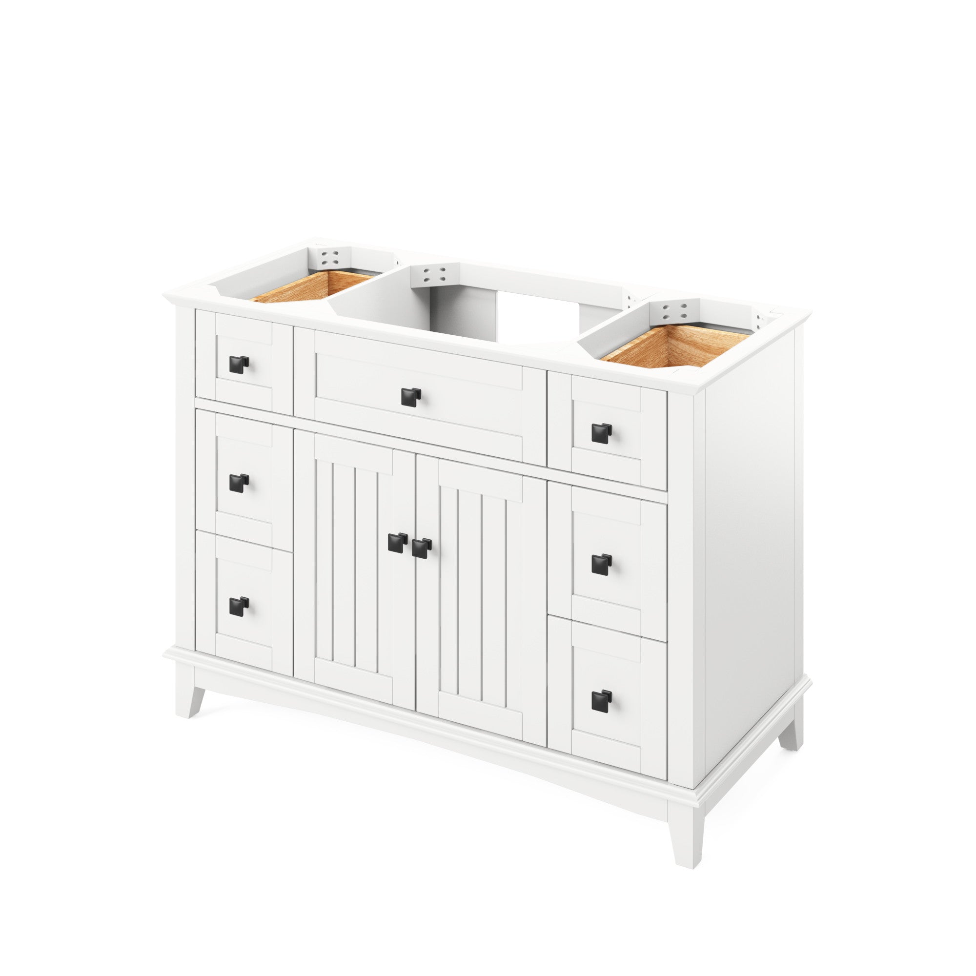 48" White Savino Vanity, Boulder Cultured Marble Vanity Top, undermount rectangle bowl | KitchBath