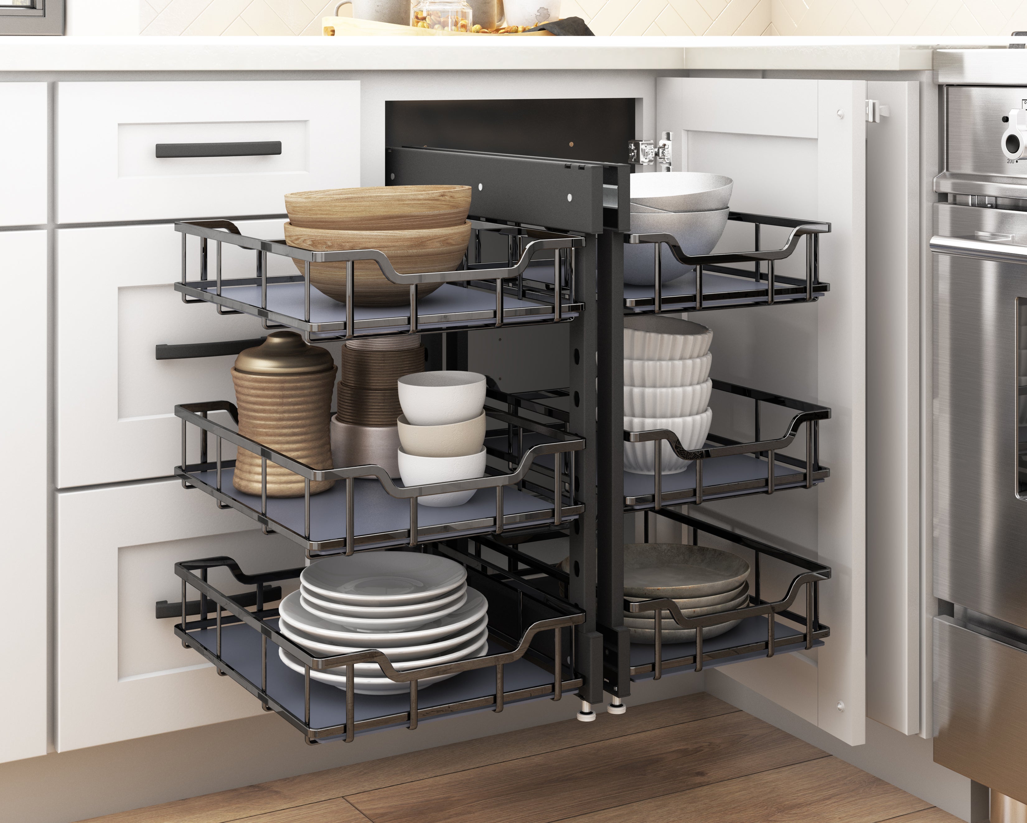 Extra Black Nickel Baskets for 15" STORAGE WITH STYLE® Blind Corner Organizer | KitchBath