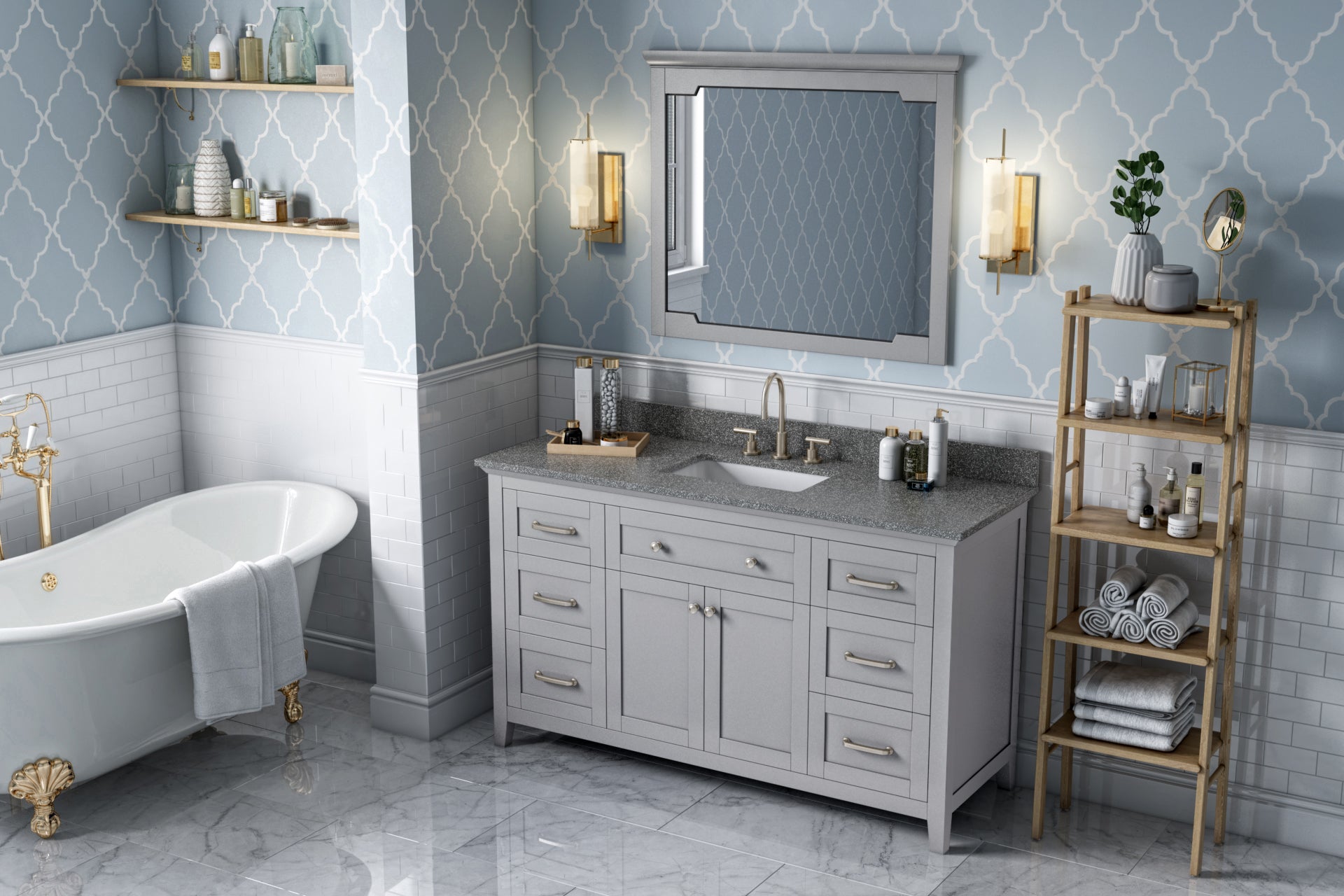 60" Grey Chatham Vanity, Boulder Cultured Marble Vanity Top, undermount rectangle bowl