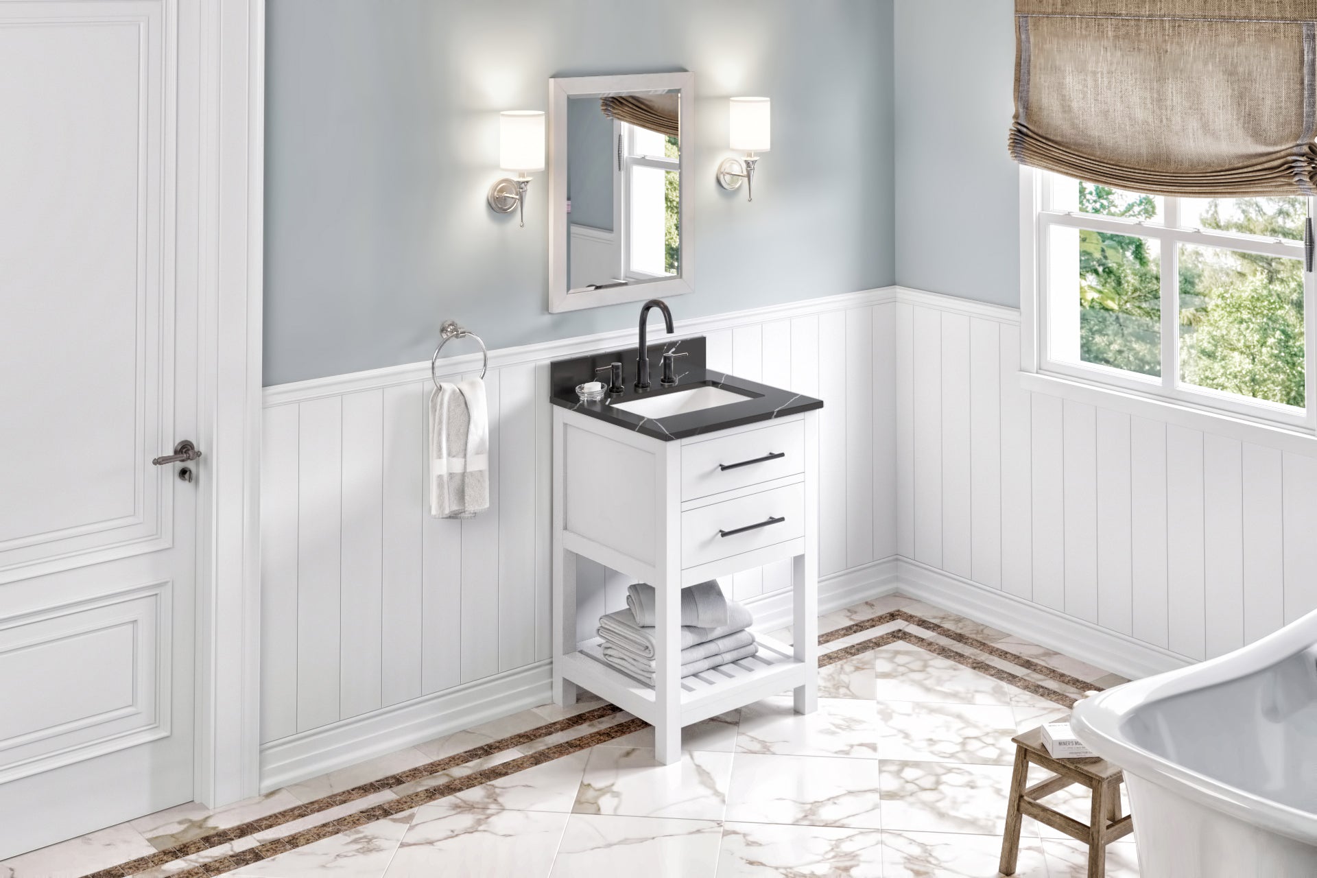 24" White Wavecrest Vanity | KitchBath