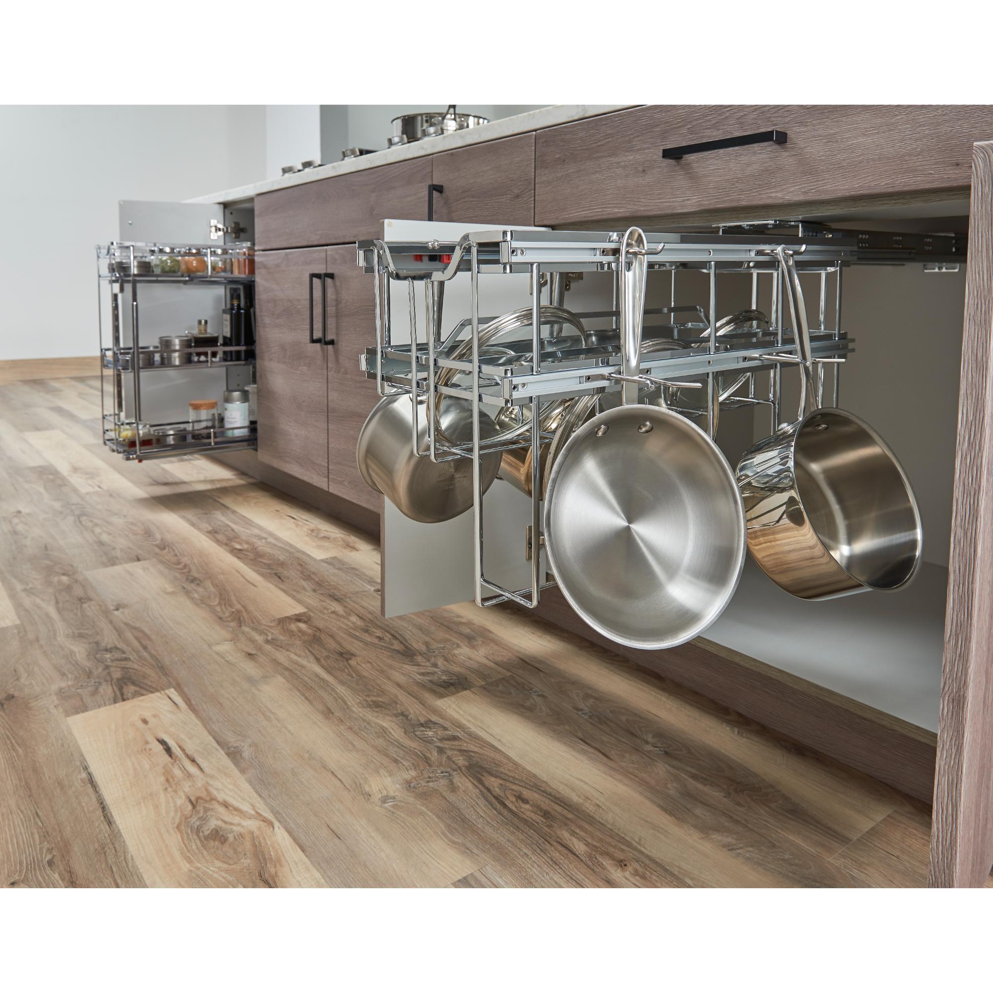 Polished Chrome STORAGE WITH STYLE® Soft-close Hanging Pan Pullout | KitchBath