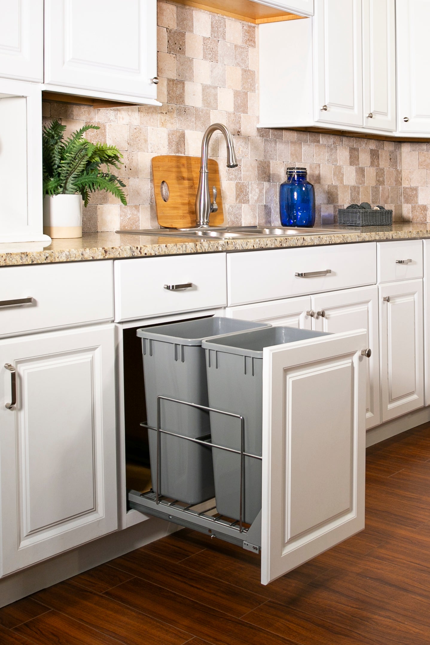 35qt Wire Double Trashcan Pullout with Soft-close Slides | KitchBath