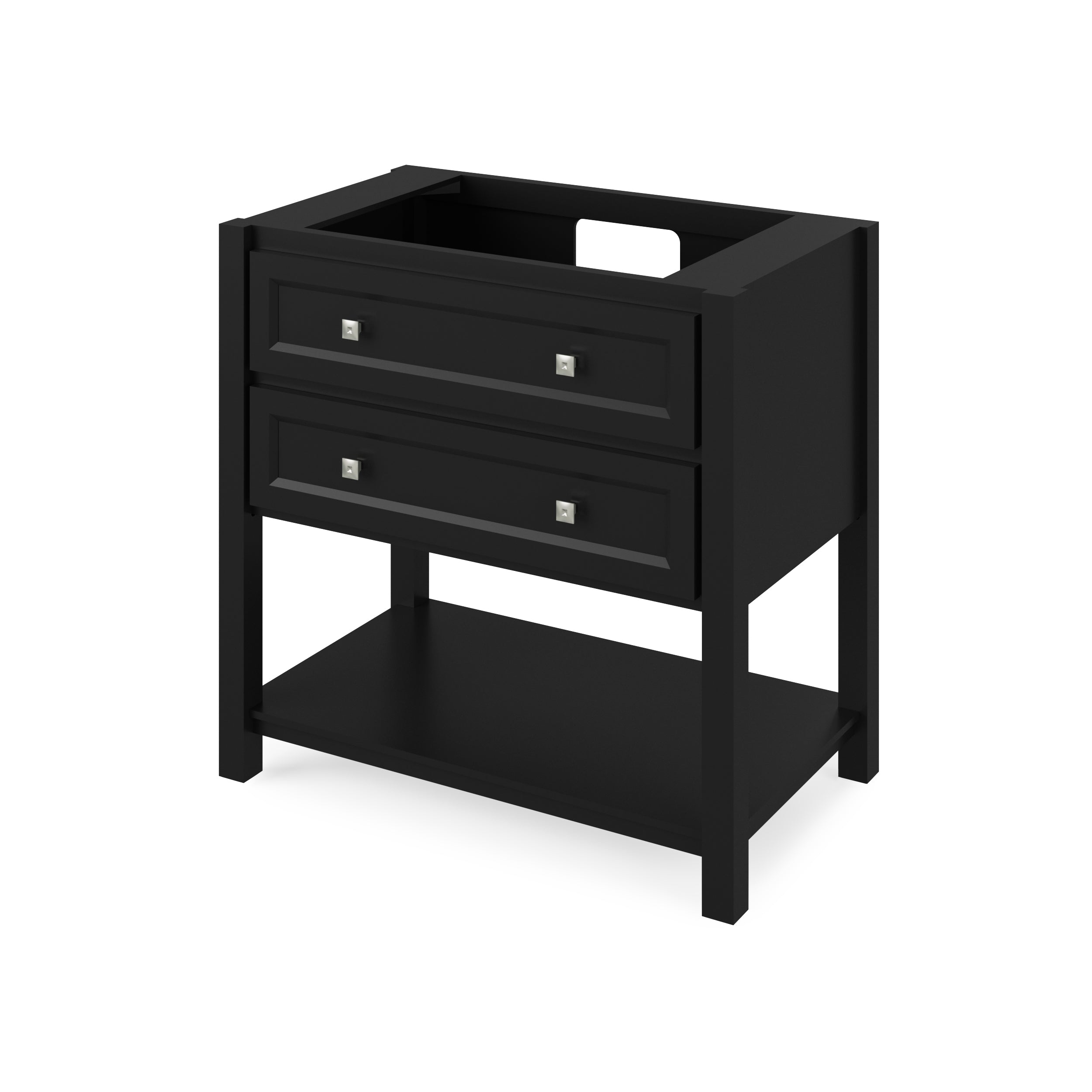 36" Black Adler Vanity, Boulder Cultured Marble Vanity Top, undermount rectangle bowl | KitchBath