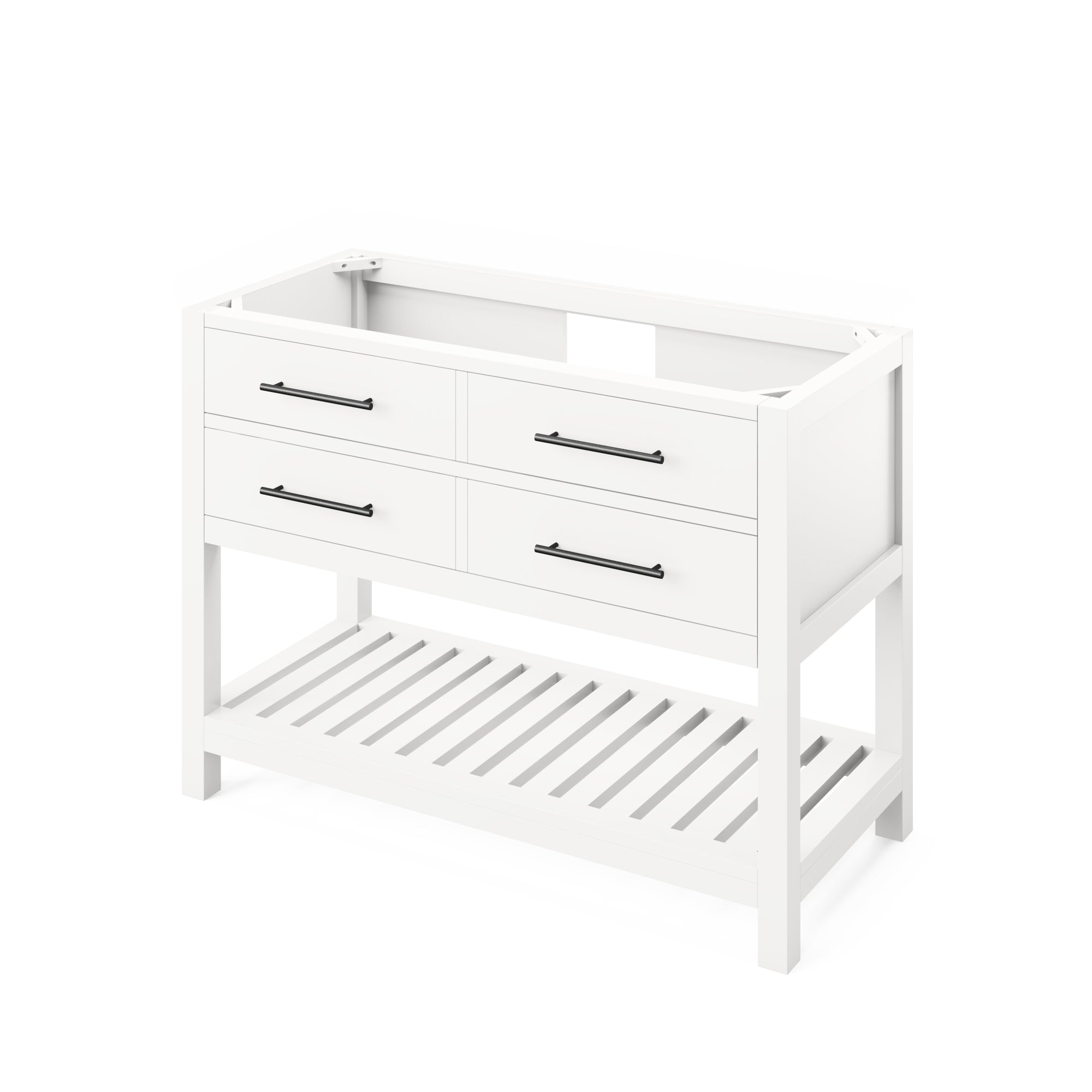48" White Wavecrest Vanity, Steel Grey Cultured Marble Vanity Top, undermount rectangle bowl | KitchBath