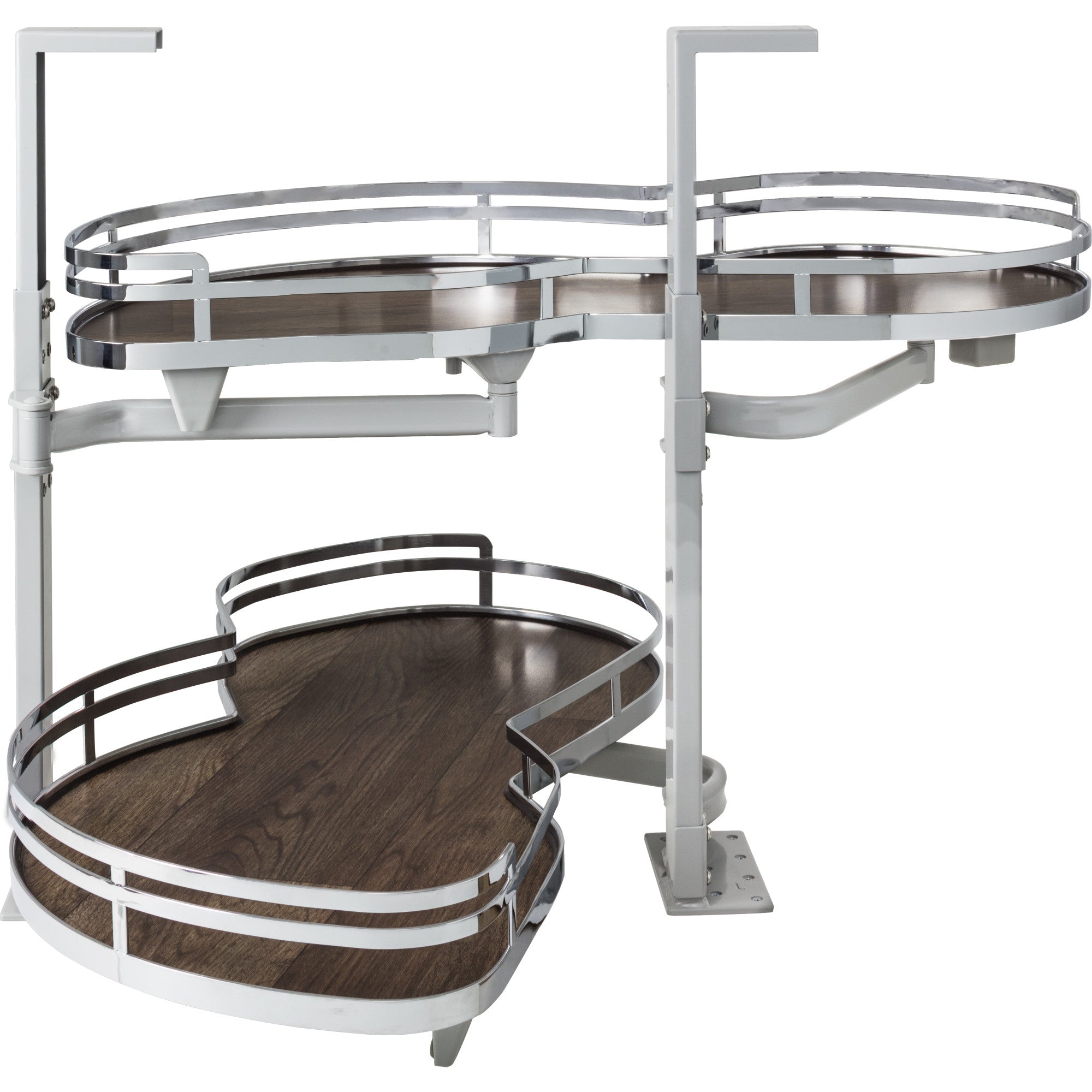 21" Polished Chrome and Walnut Blind Corner Swingout for Openings on the Left of the Blind | KitchBath