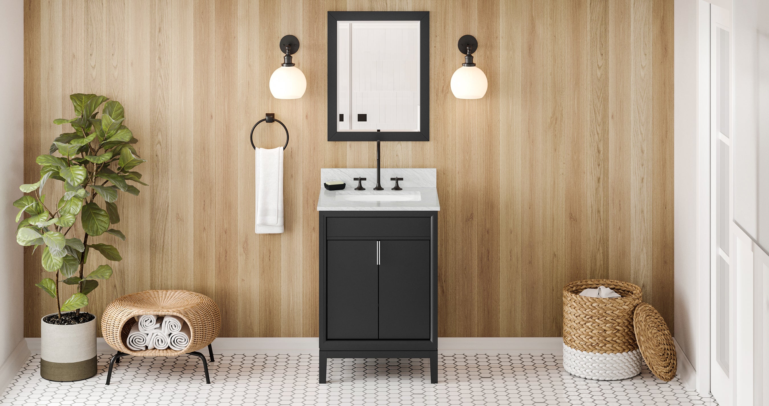 24" Black Theodora Vanity | KitchBath