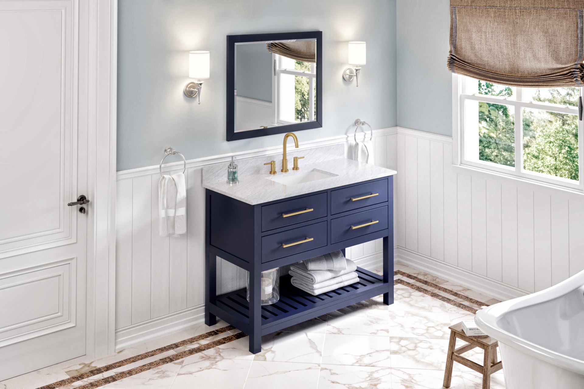 33" W x 1" D x 28" H Hale Blue Cade mirror | KitchBath
