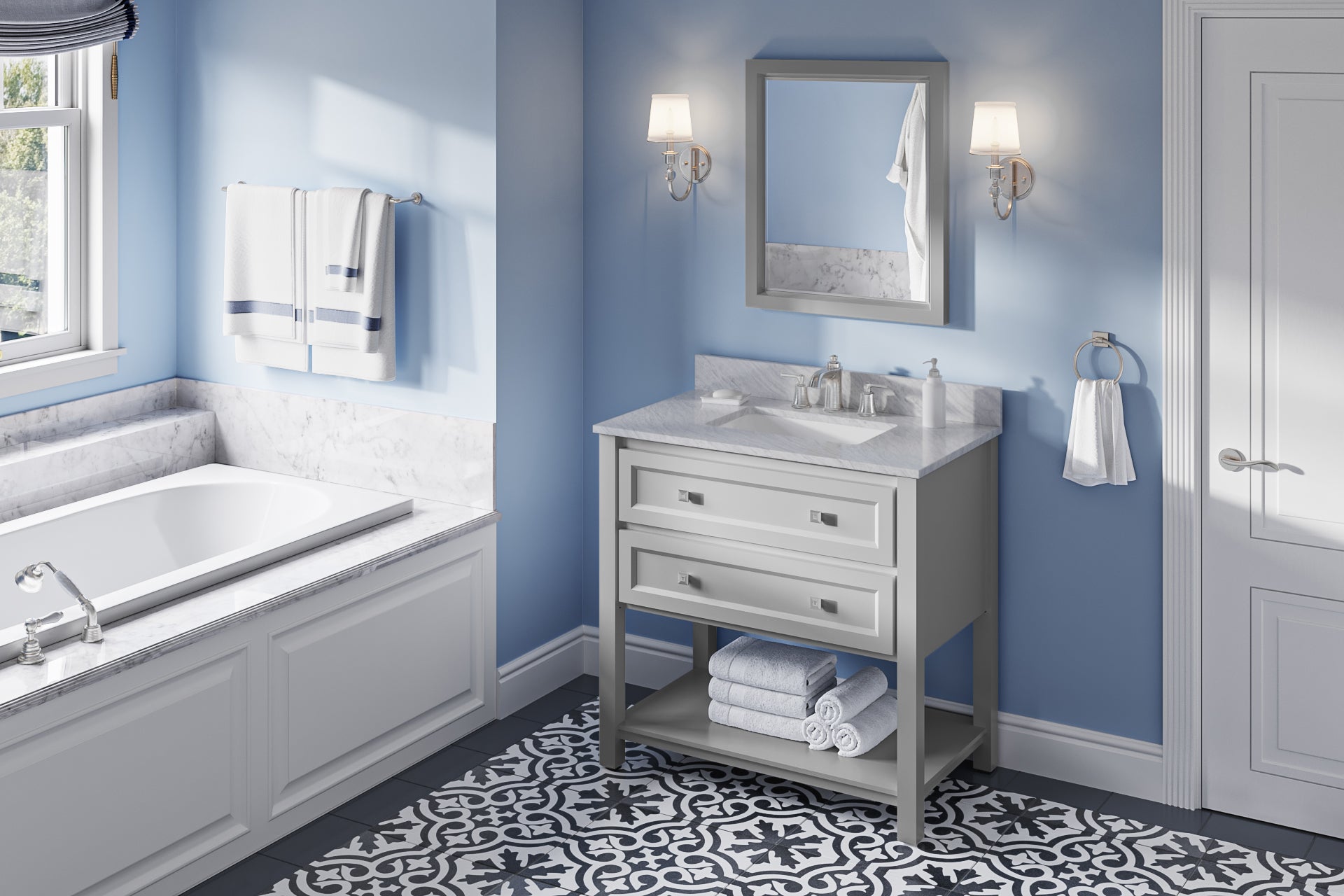 24 W x 1" D x 28" H Grey Adler mirror | KitchBath