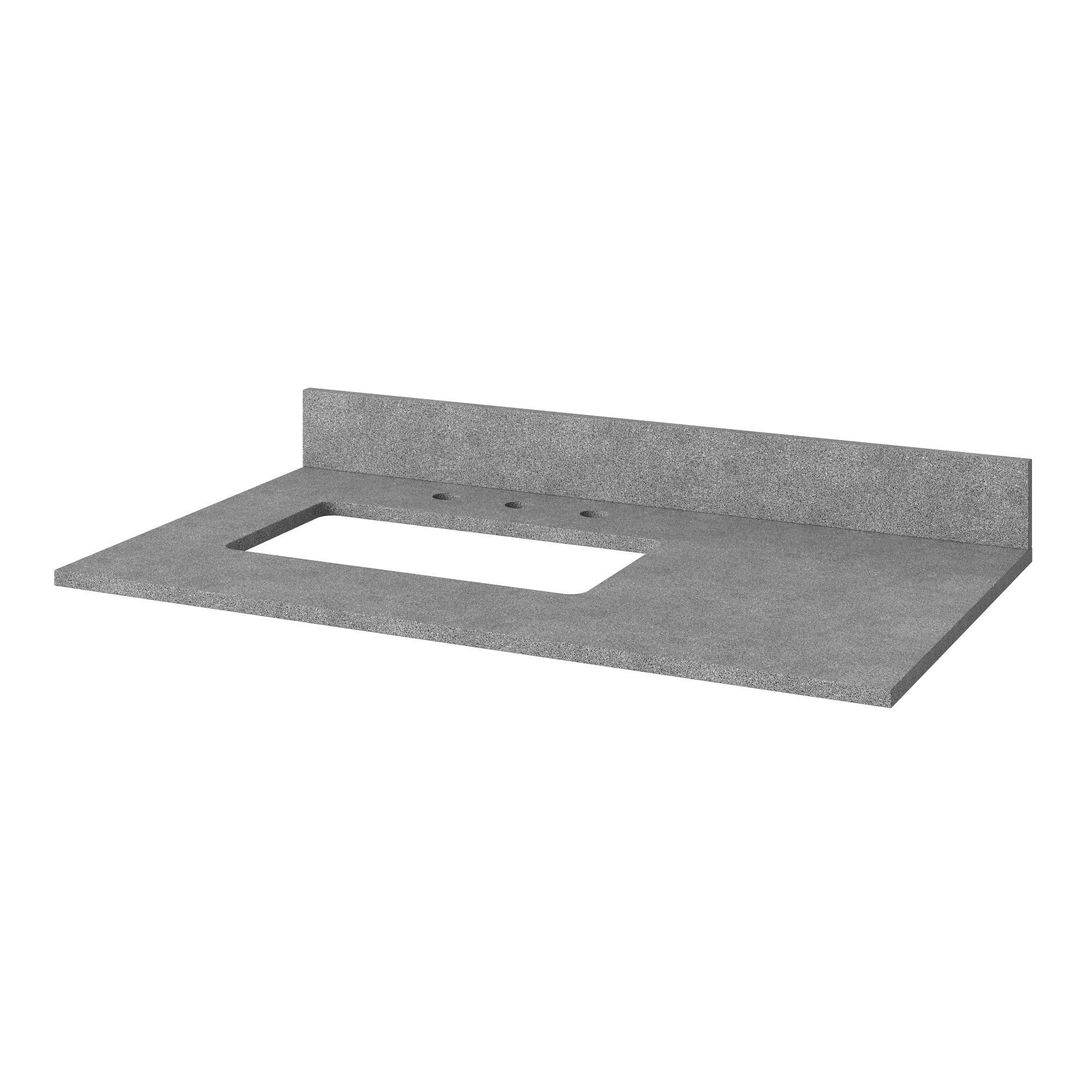 36" Black Cade Vanity, left offset, Steel Grey Cultured Marble Vanity Top, undermount rectangle bowl | KitchBath