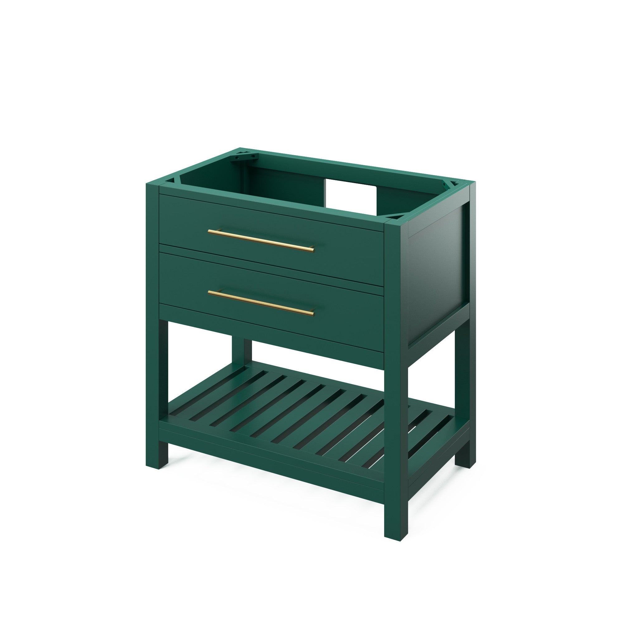36" Forest Green Wavecrest Vanity, Calacatta Vienna Quartz Vanity Top, undermount rectangle bowl | KitchBath