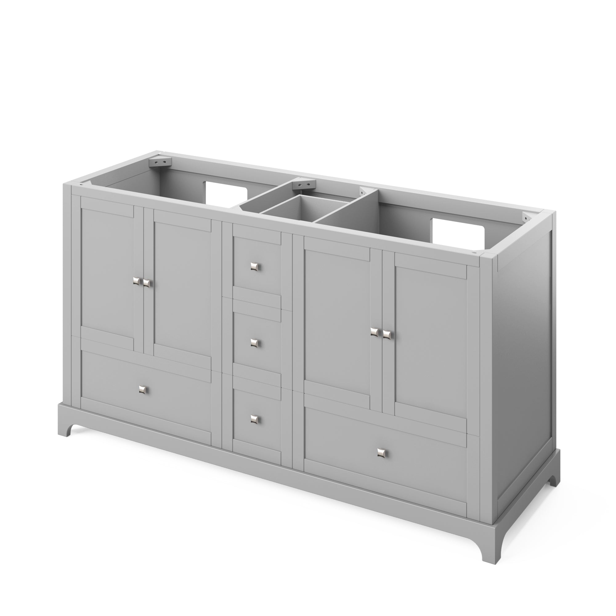 60" Grey Addington Vanity, double bowl, Boulder Cultured Marble Vanity Top, two undermount rectangle bowls | KitchBath