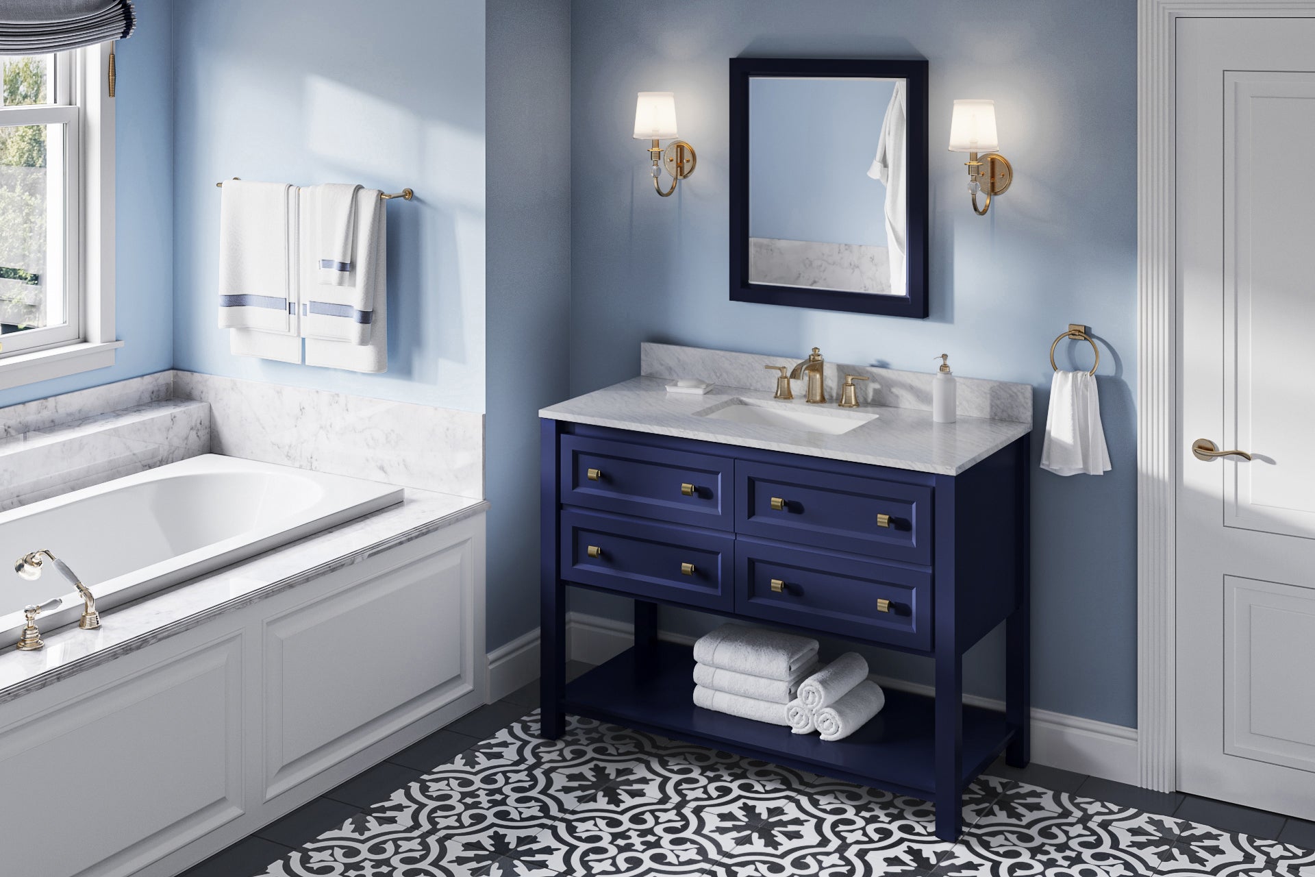 24 W x 1" D x 28" H Hale Blue Adler mirror | KitchBath
