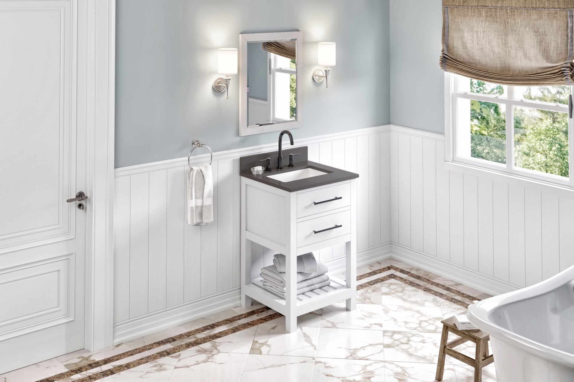 24" White Wavecrest Vanity | KitchBath