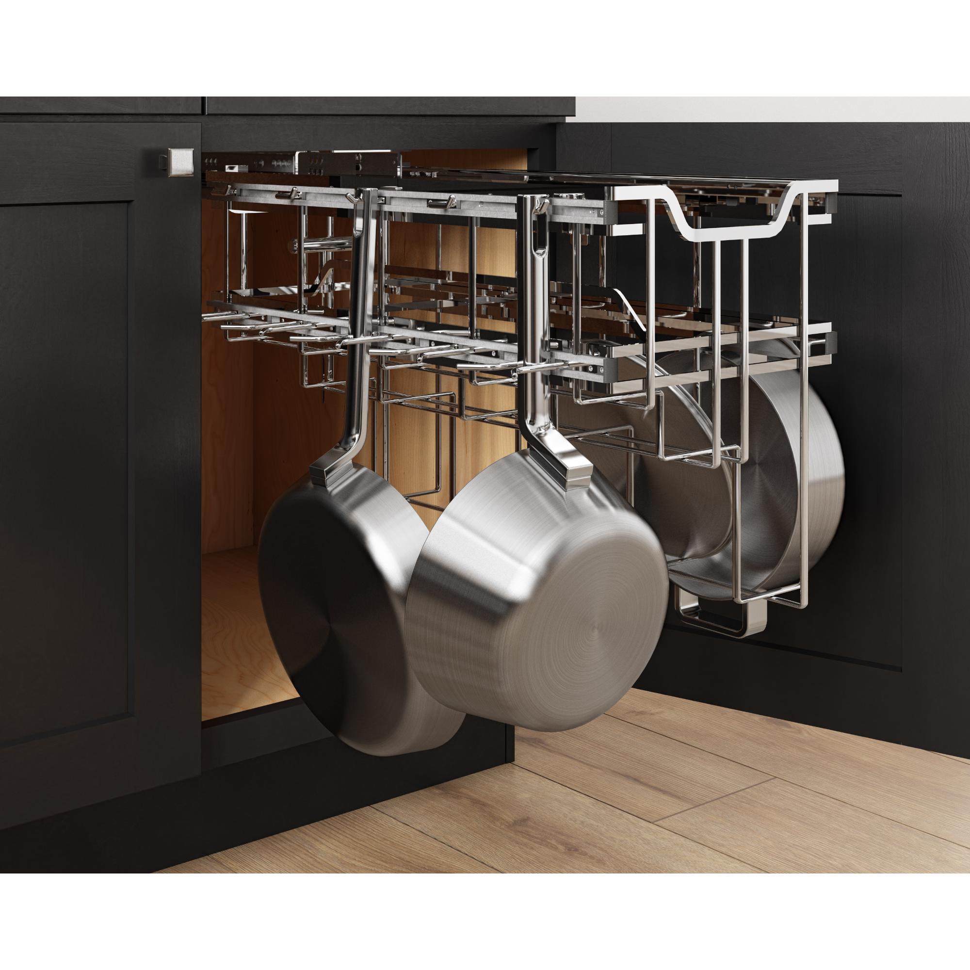 Polished Chrome STORAGE WITH STYLE® Soft-close Hanging Pan Pullout | KitchBath