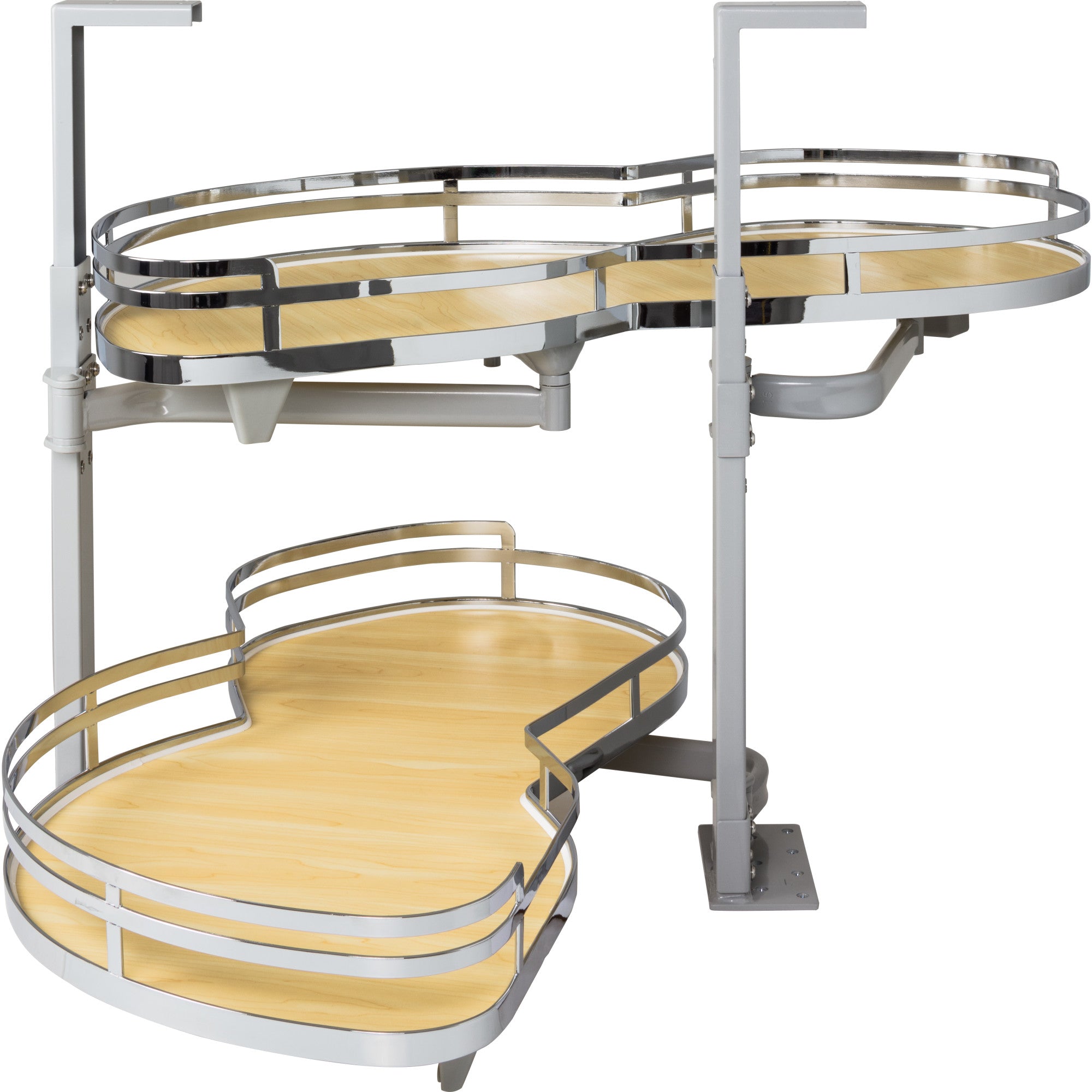 15" Polished Chrome and Maple Blind Corner Swingout for Openings on the Left of the Blind | KitchBath