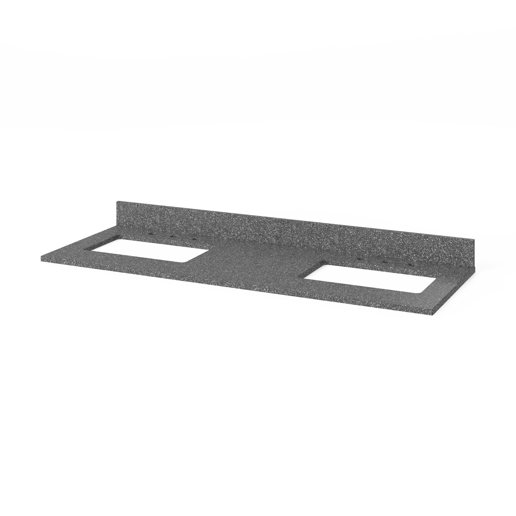 60" Grey Adler Vanity, double bowl, Boulder Cultured Marble Vanity Top, two undermount rectangle bowls | KitchBath