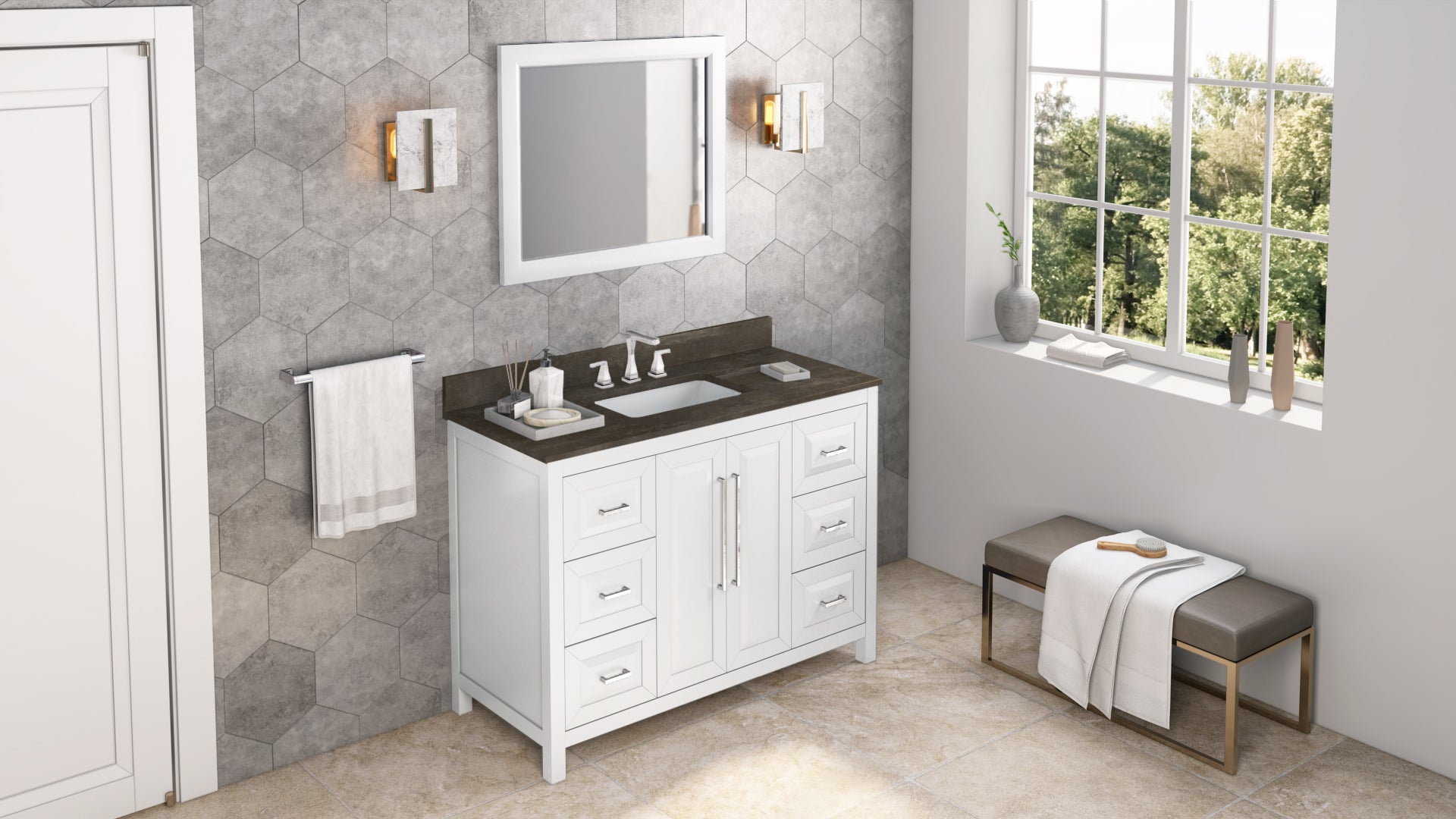 48" White Cade Vanity | KitchBath