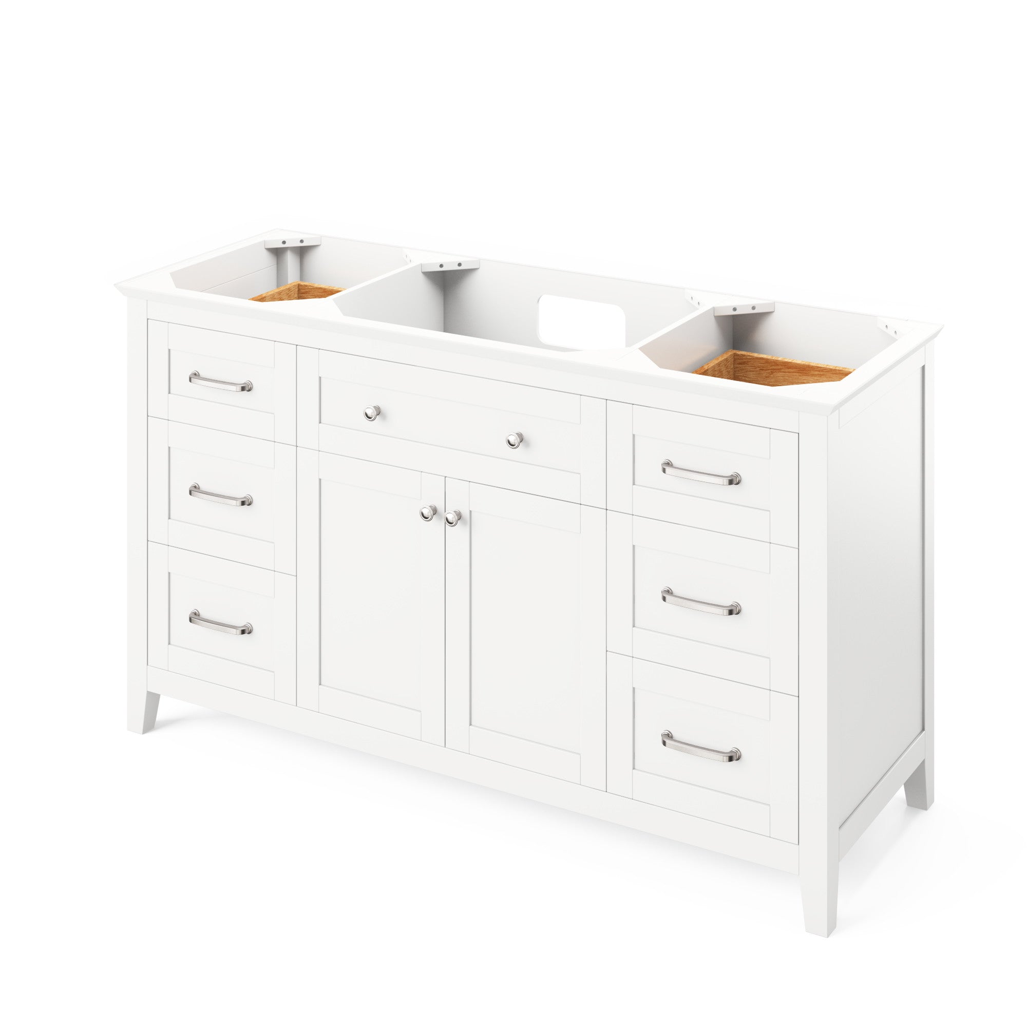 60" White Chatham Vanity, White Carrara Marble Vanity Top, undermount rectangle bowl | KitchBath