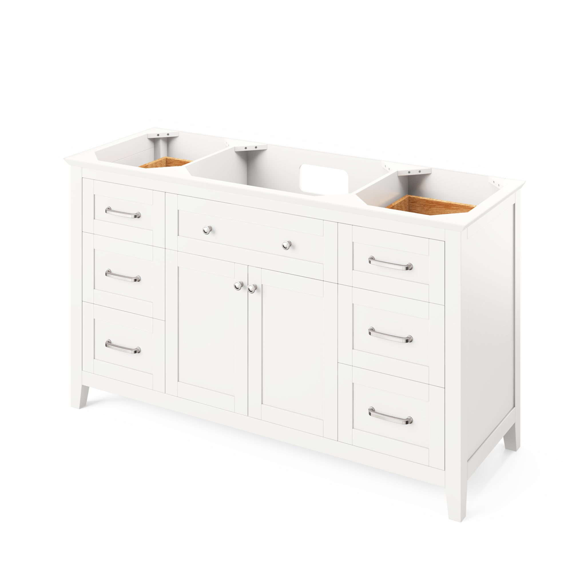 60" White Chatham Vanity, Steel Grey Cultured Marble Vanity Top, undermount rectangle bowl | KitchBath