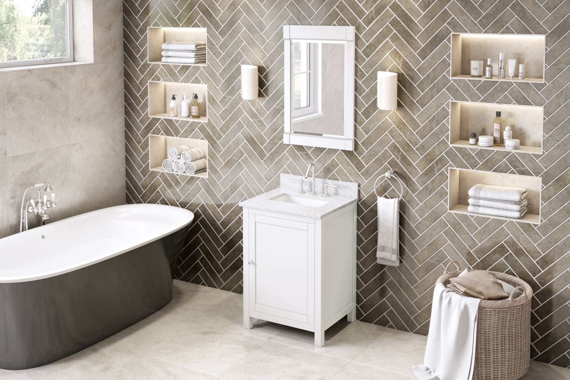 24" White Astoria Vanity | KitchBath