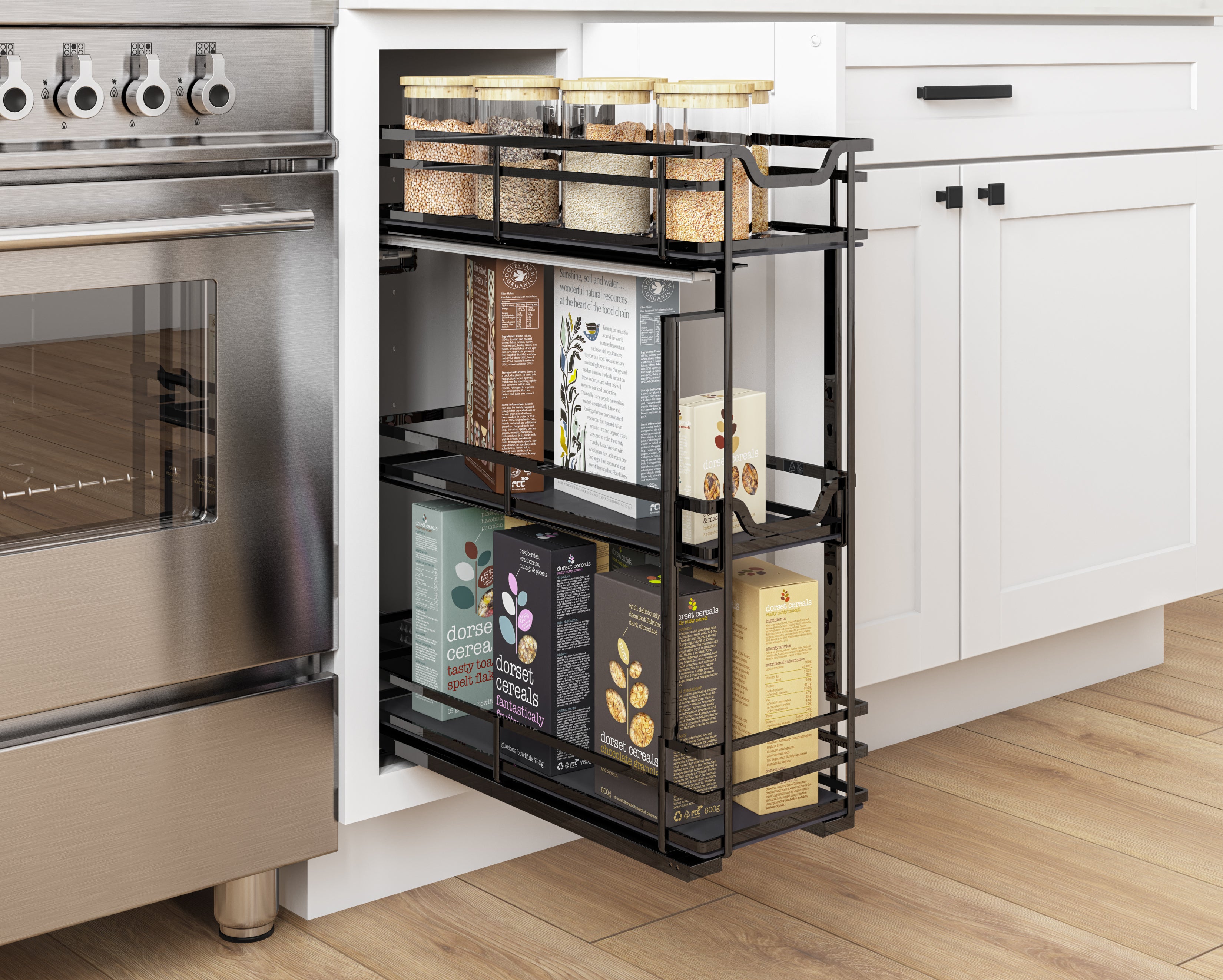 5" Black Nickel STORAGE WITH STYLE® Metal "No Wiggle" Soft-close Base Pullout | KitchBath