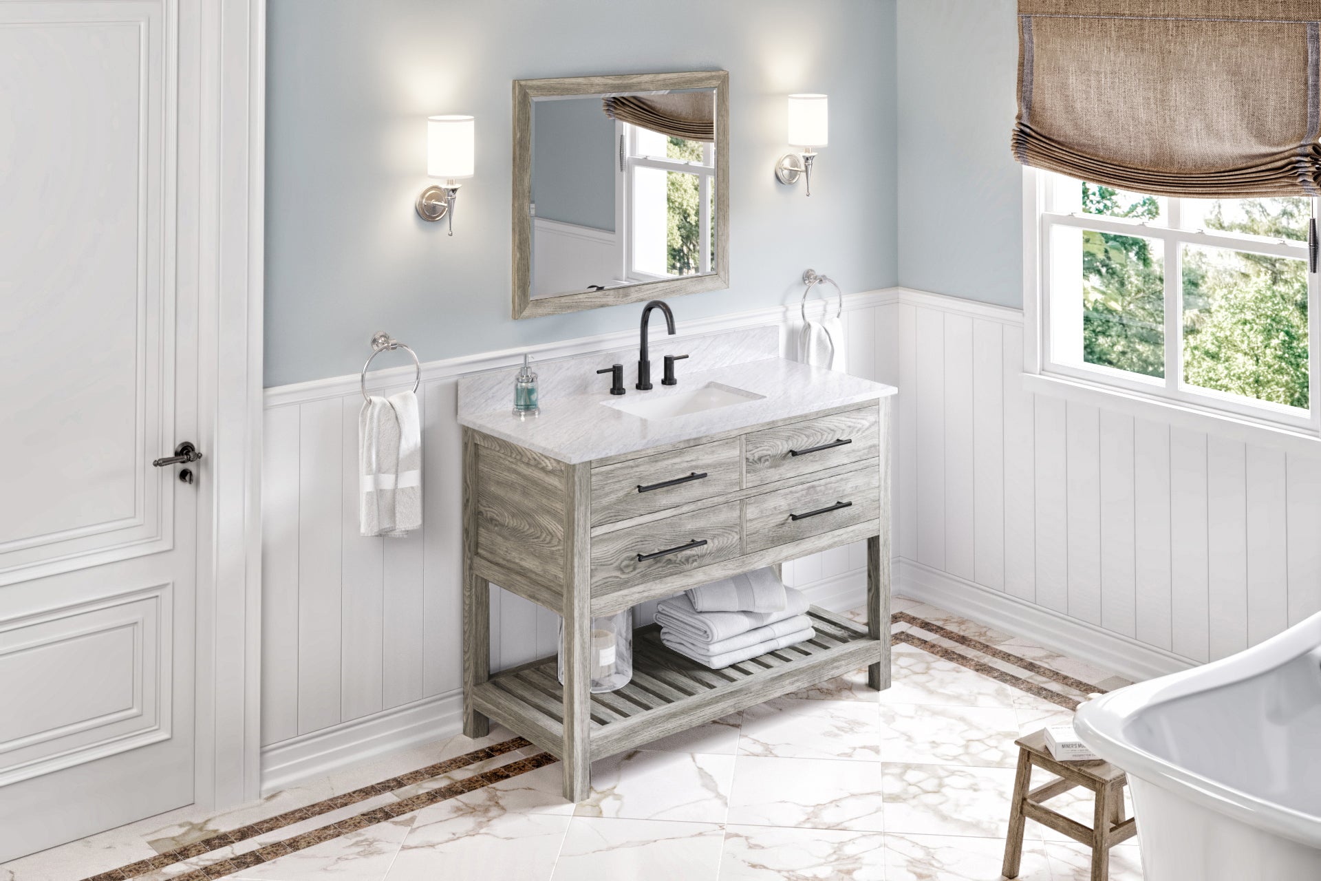 48" Weathered Grey Wavecrest Vanity | KitchBath