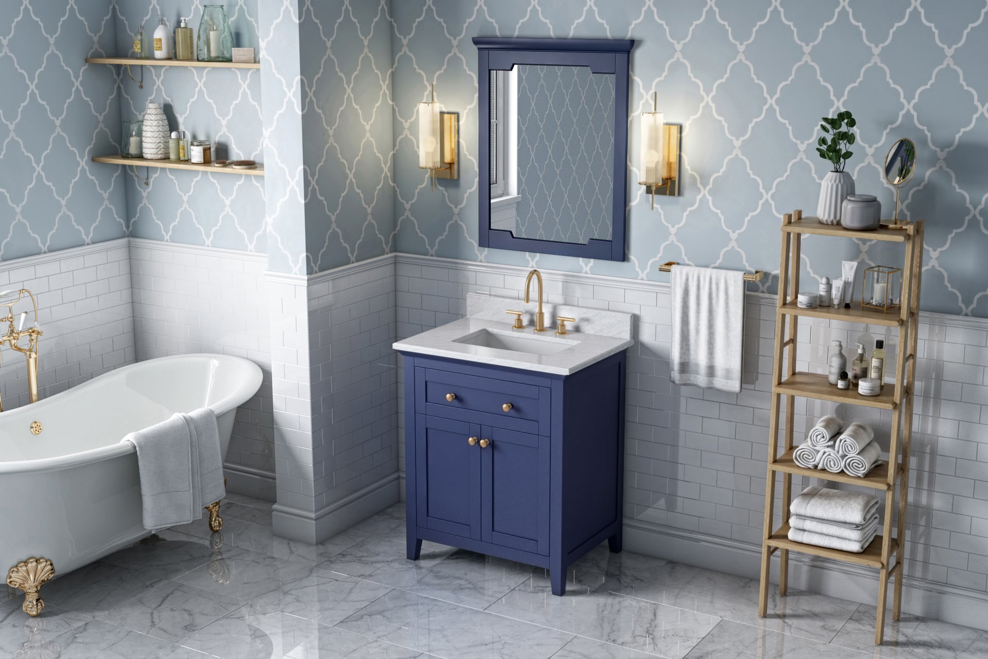 22" W x 1-1/2" D x 34" H Hale Blue Chatham mirror | KitchBath