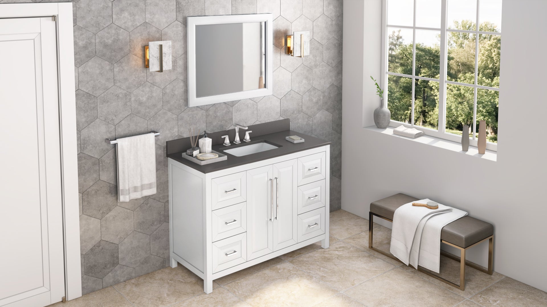 48" White Cade Vanity | KitchBath