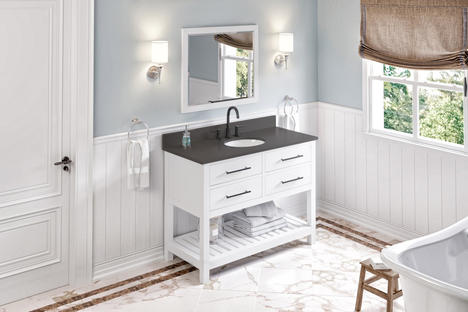 48" White Wavecrest Vanity | KitchBath
